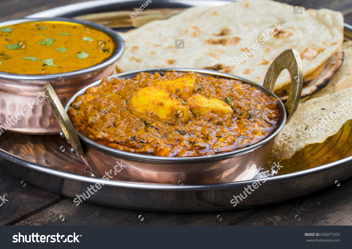 Indian Traditional Thali Food Kadai Paneer Stock Photo 656871025 ...