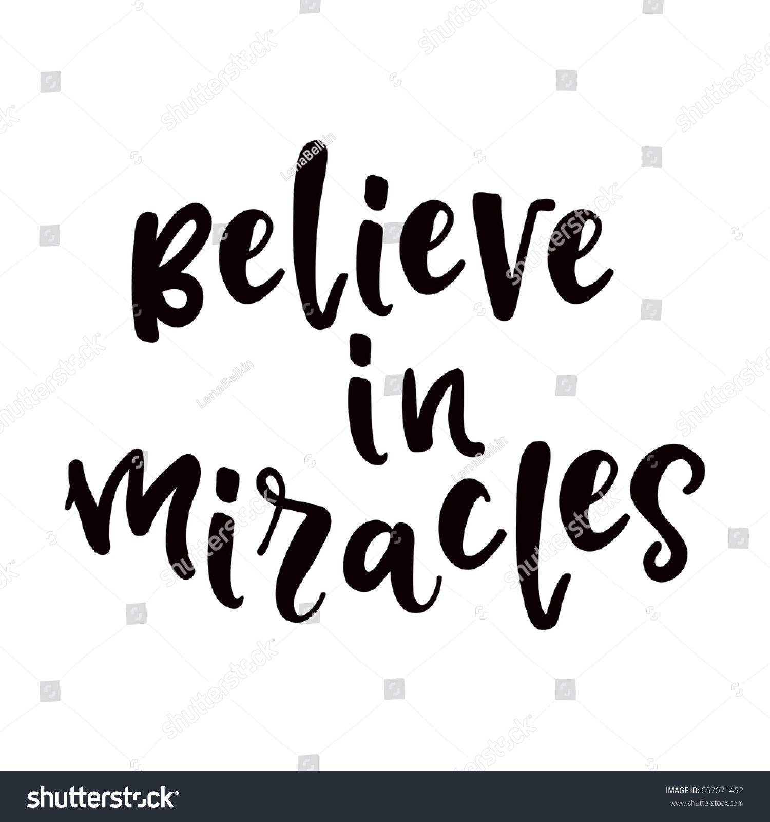 Believe Miracles Lettering Design Element Poster Stock Vector (Royalty ...