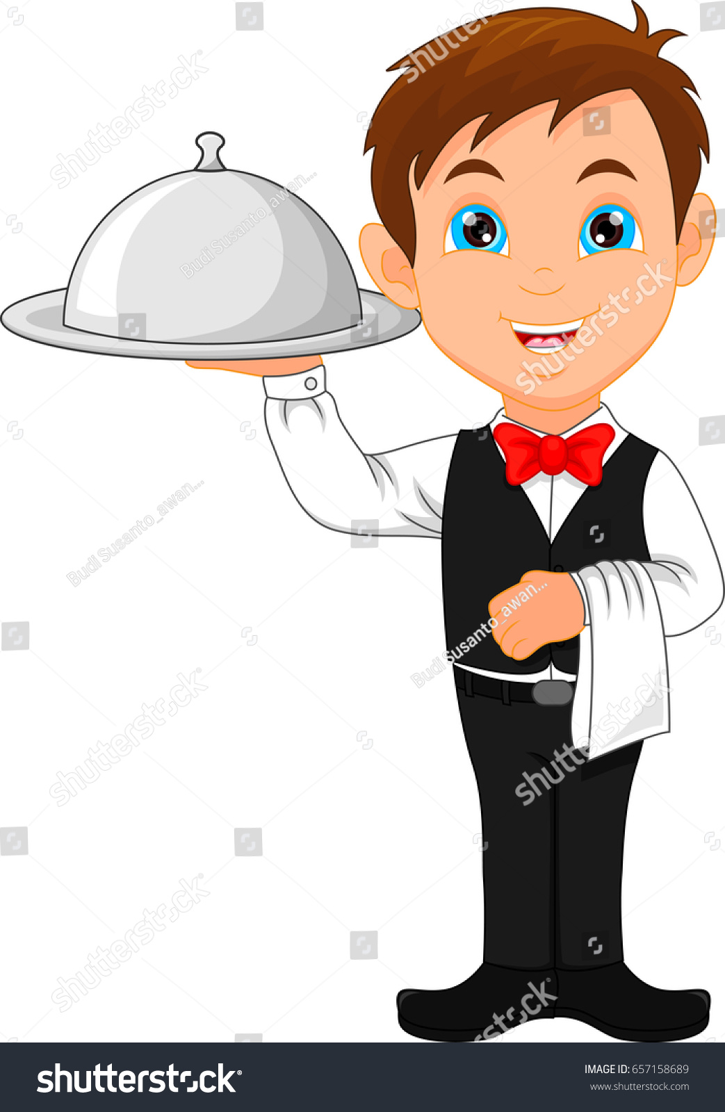 Cartoon Waitress Babe Plate Set Stock Vector Royalty Free 657158689