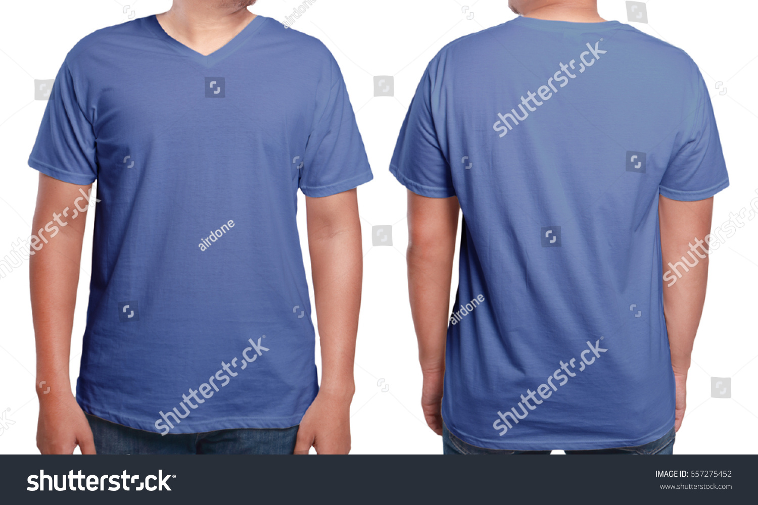 Blue Tshirt Mock Front Back View Stock Photo 657275452 | Shutterstock