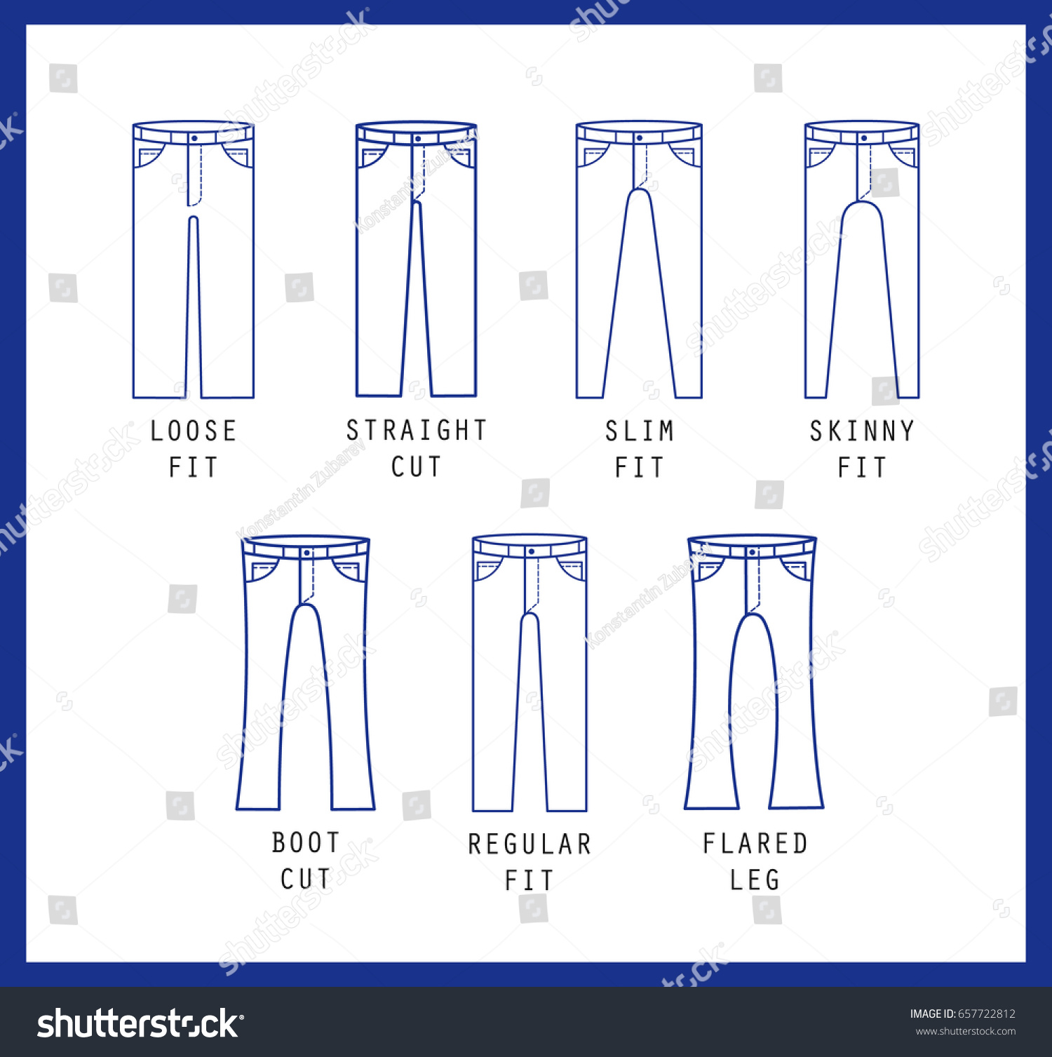 Denim Fit Icon Set Different Type Stock Vector (Royalty Free) 657722812 ...