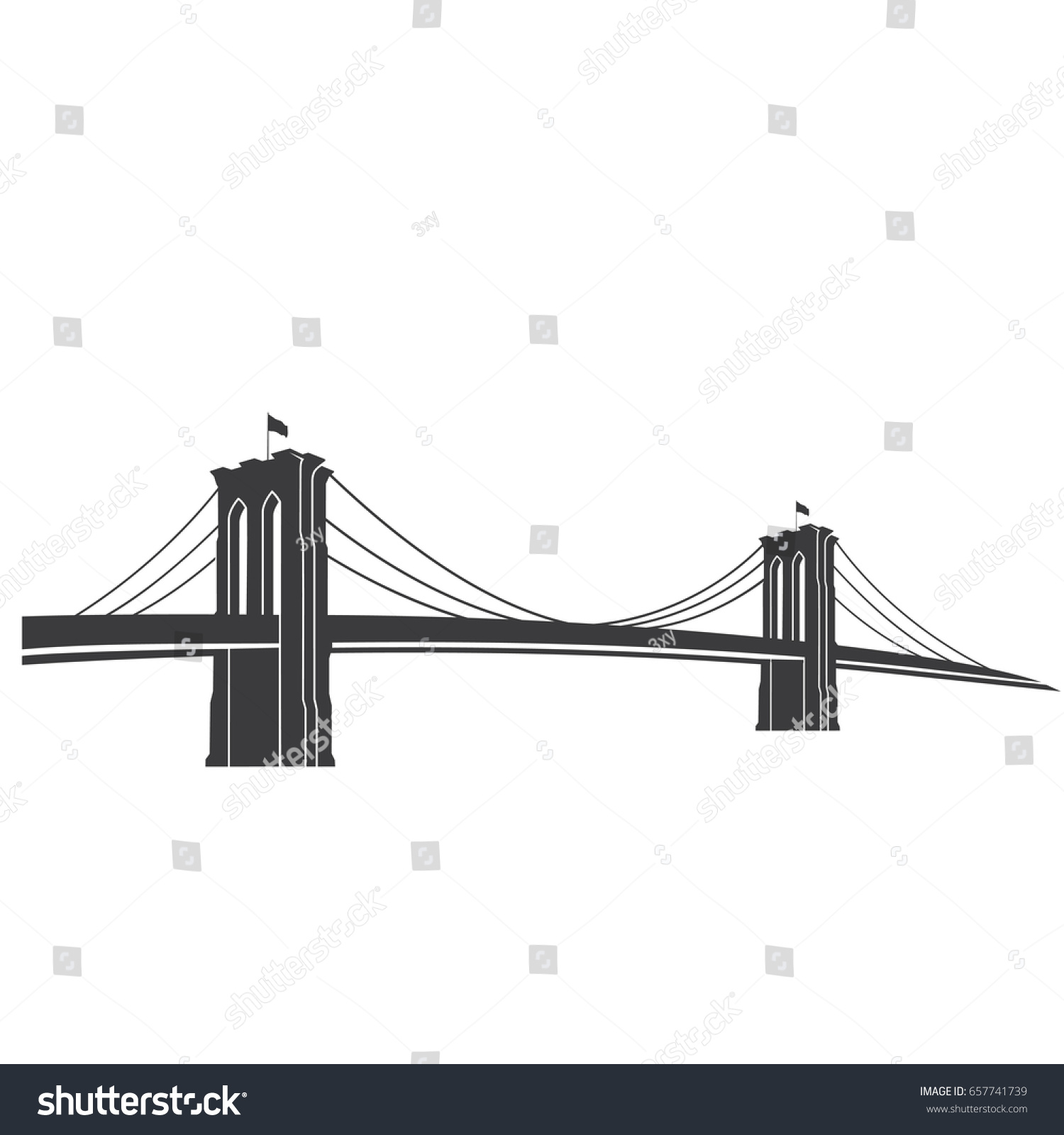 New York Symbol Brooklyn Bridge Vector Stock Vector (Royalty Free ...