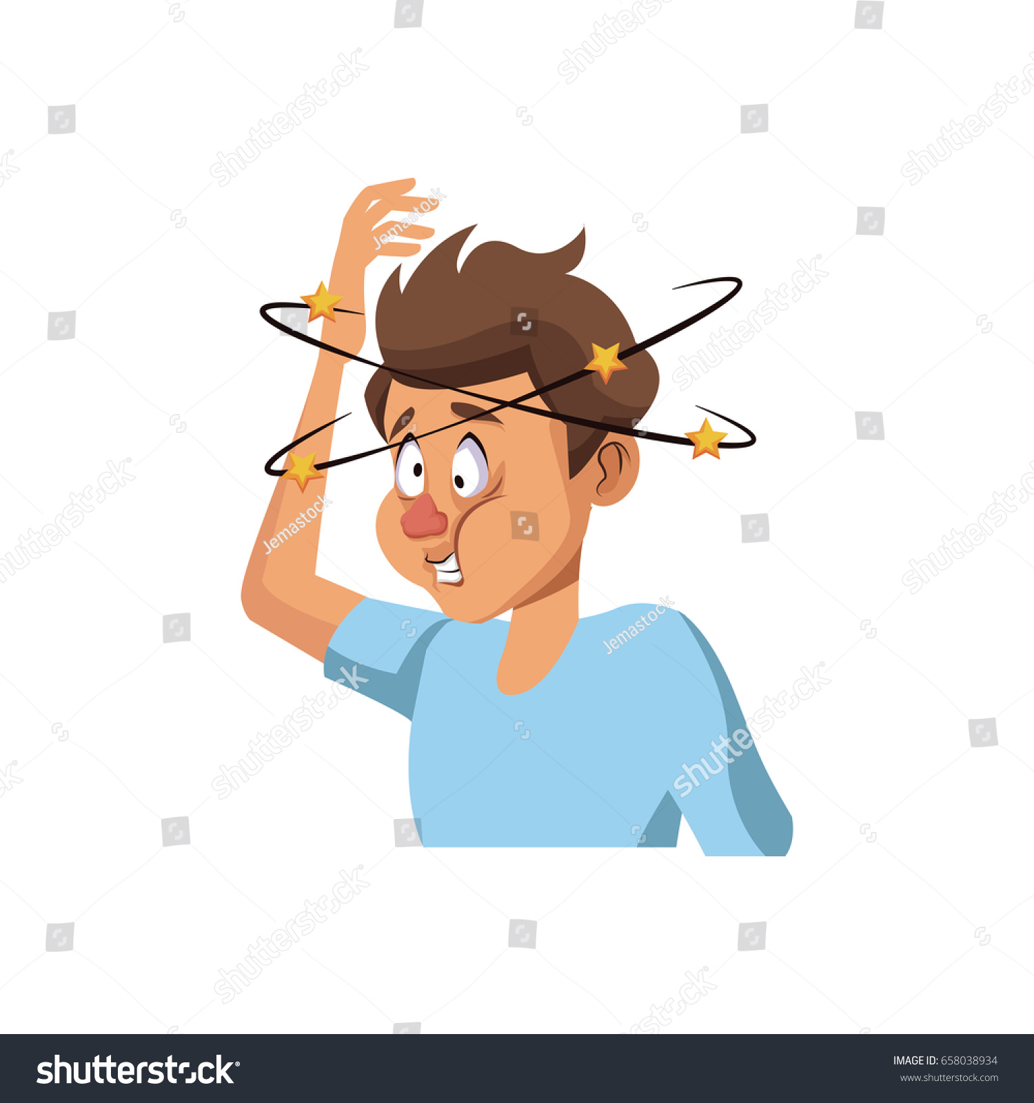 Dizziness Young Man Stars Spinning Around Stock Vector (Royalty Free ...