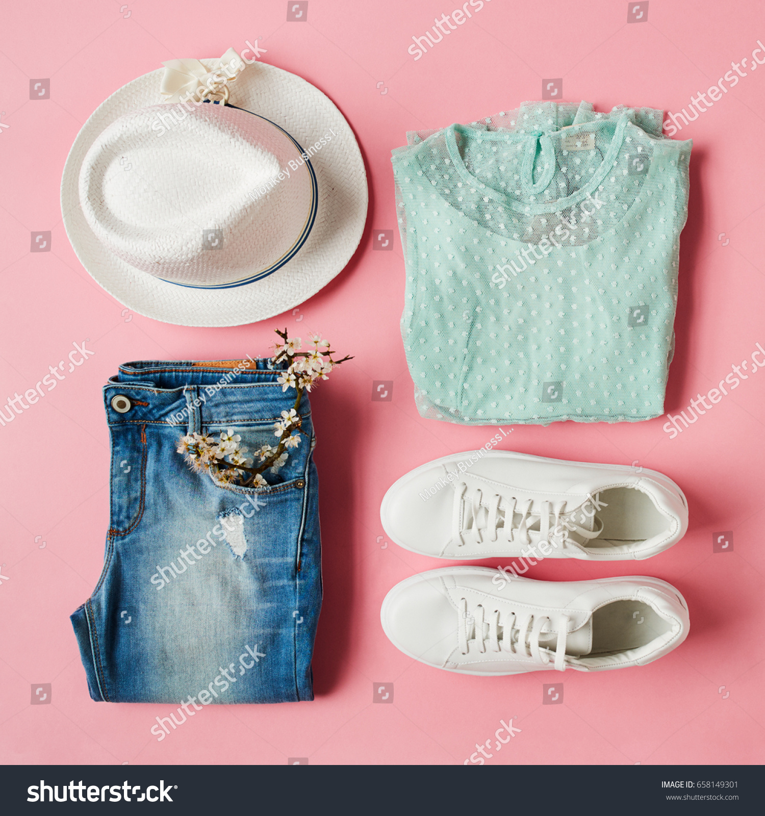 Flat Lay Shot Girls Spring Clothing Stock Photo 658149301 | Shutterstock