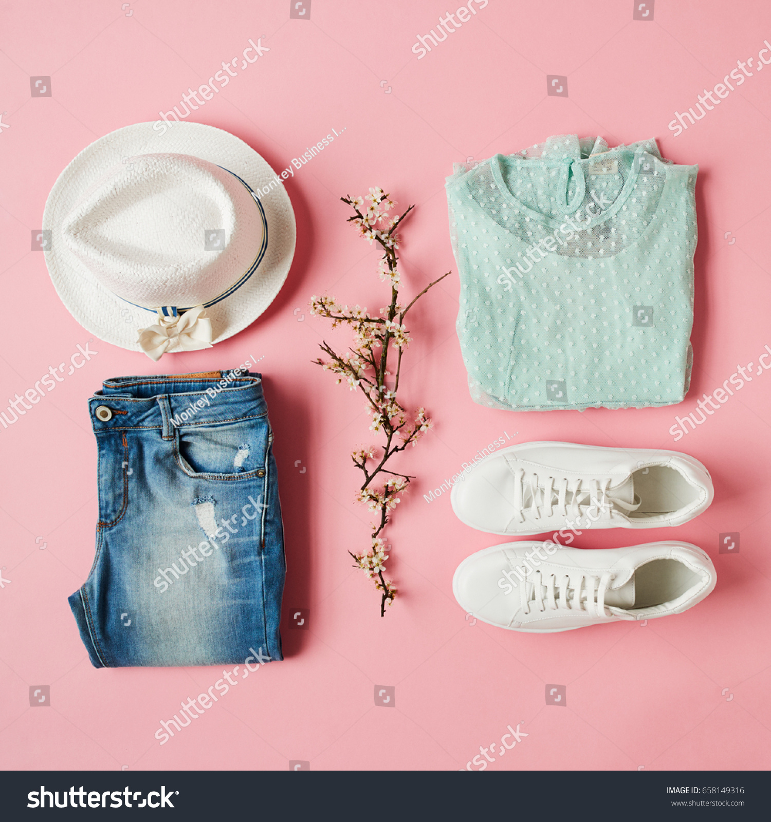 Flat Lay Shot Girls Spring Clothing Stock Photo 658149316 | Shutterstock