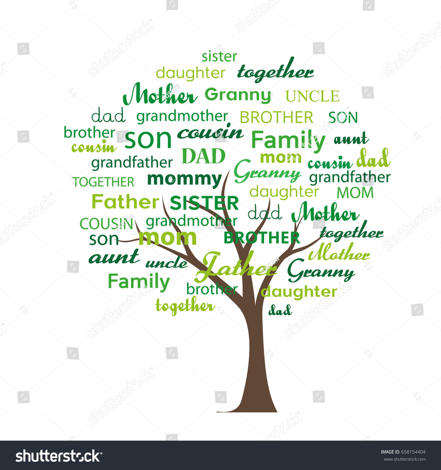 Green Concept Family Tree Stock Vector (Royalty Free) 658154404 ...