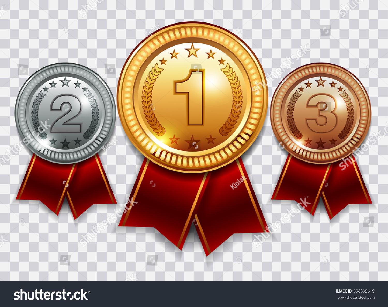 Three Medals Different Denominations On Checkered Stock Vector (Royalty ...