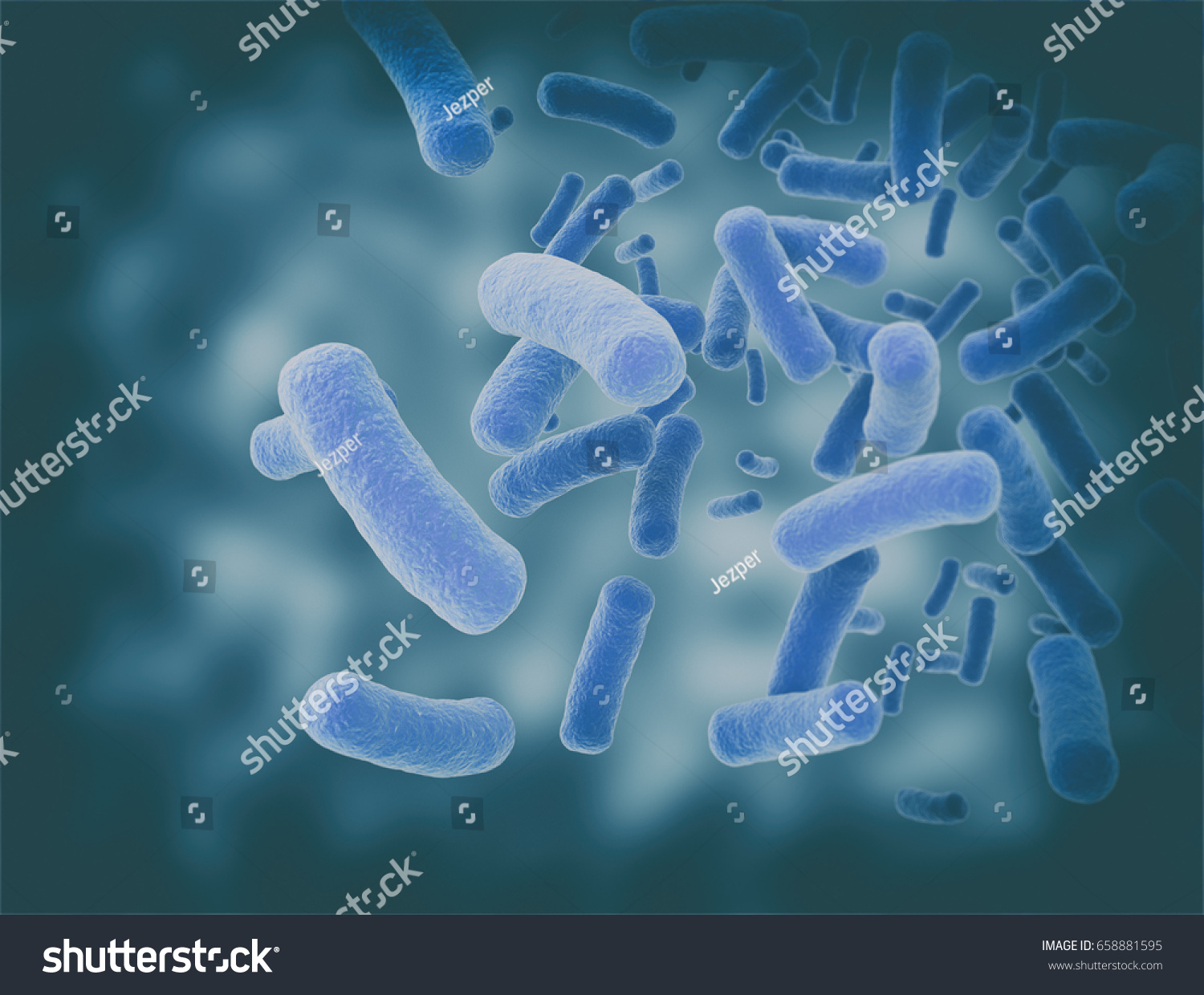 Bacteria Bacterium Cells Floating 3d Render Stock Illustration ...