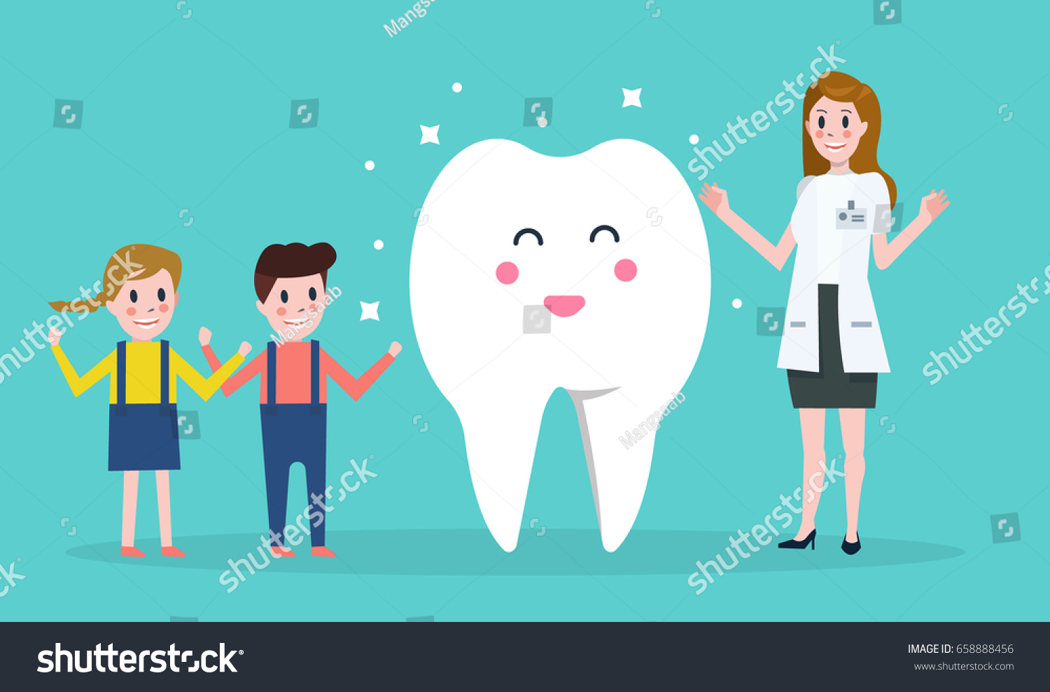 Children Learning About Healthy Teeth Flat Stock Vector (Royalty Free ...