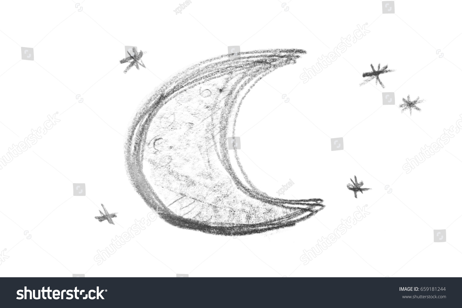 crescent moon drawing pencil