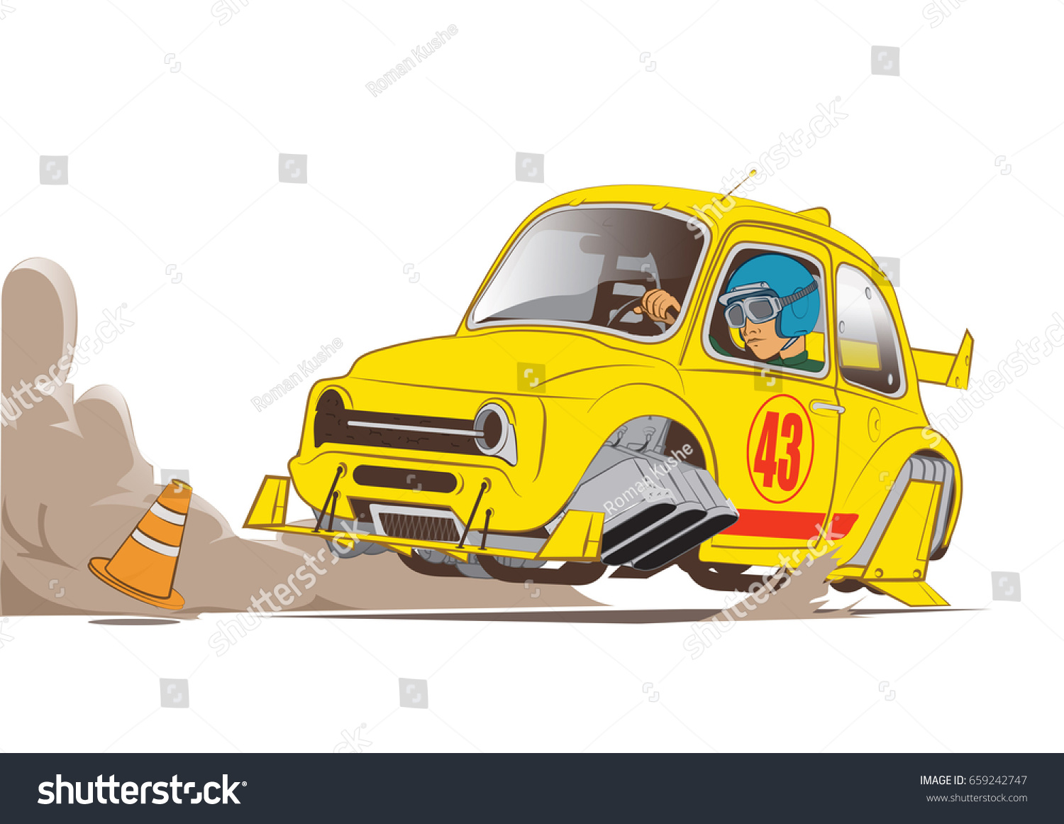 Cartoon Flying Car Retro Futureflying Car Stock Vector Royalty Free