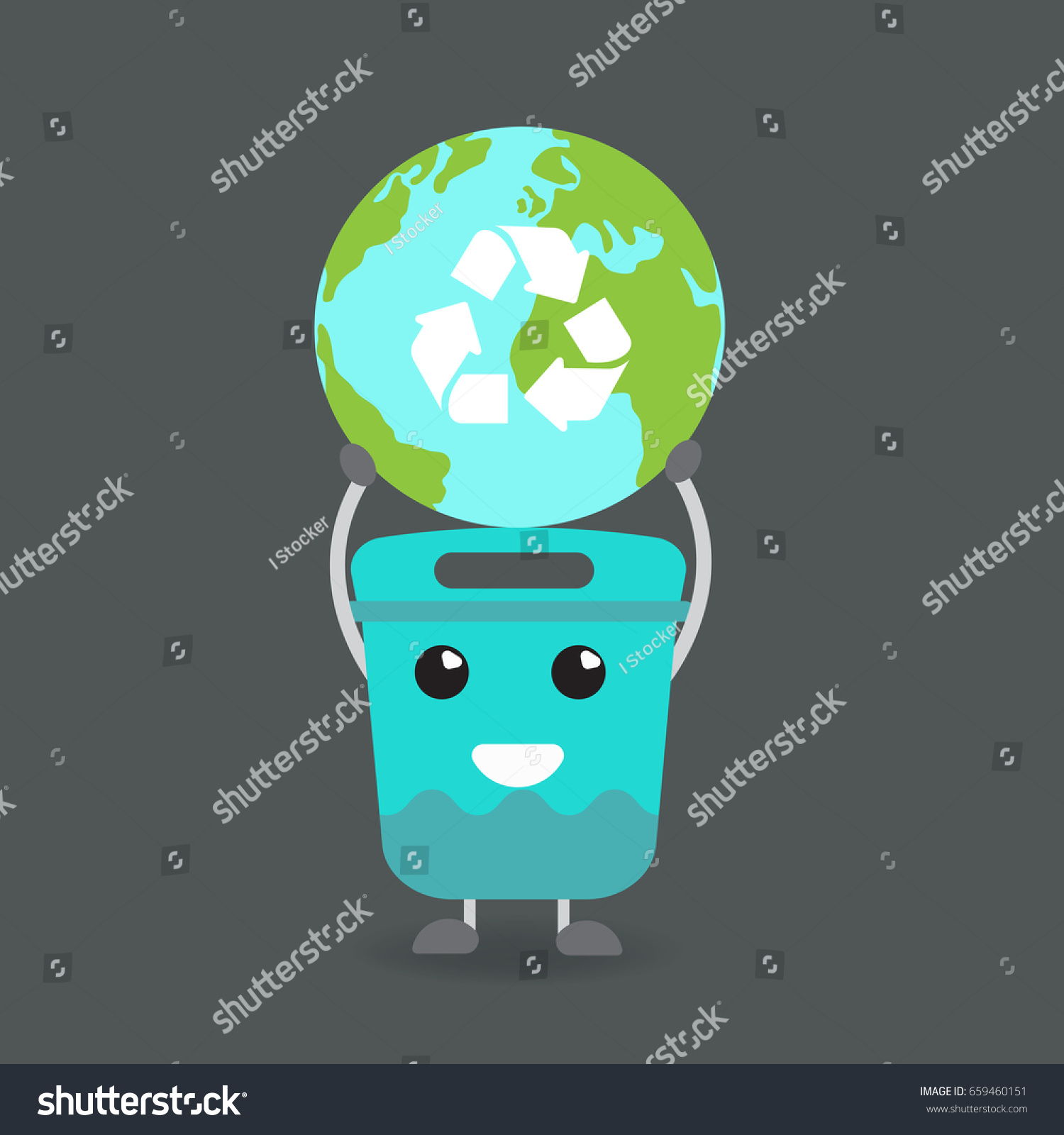 Garbage Cartoon Hold Earth Recycle Symbol Stock Vector (Royalty Free ...