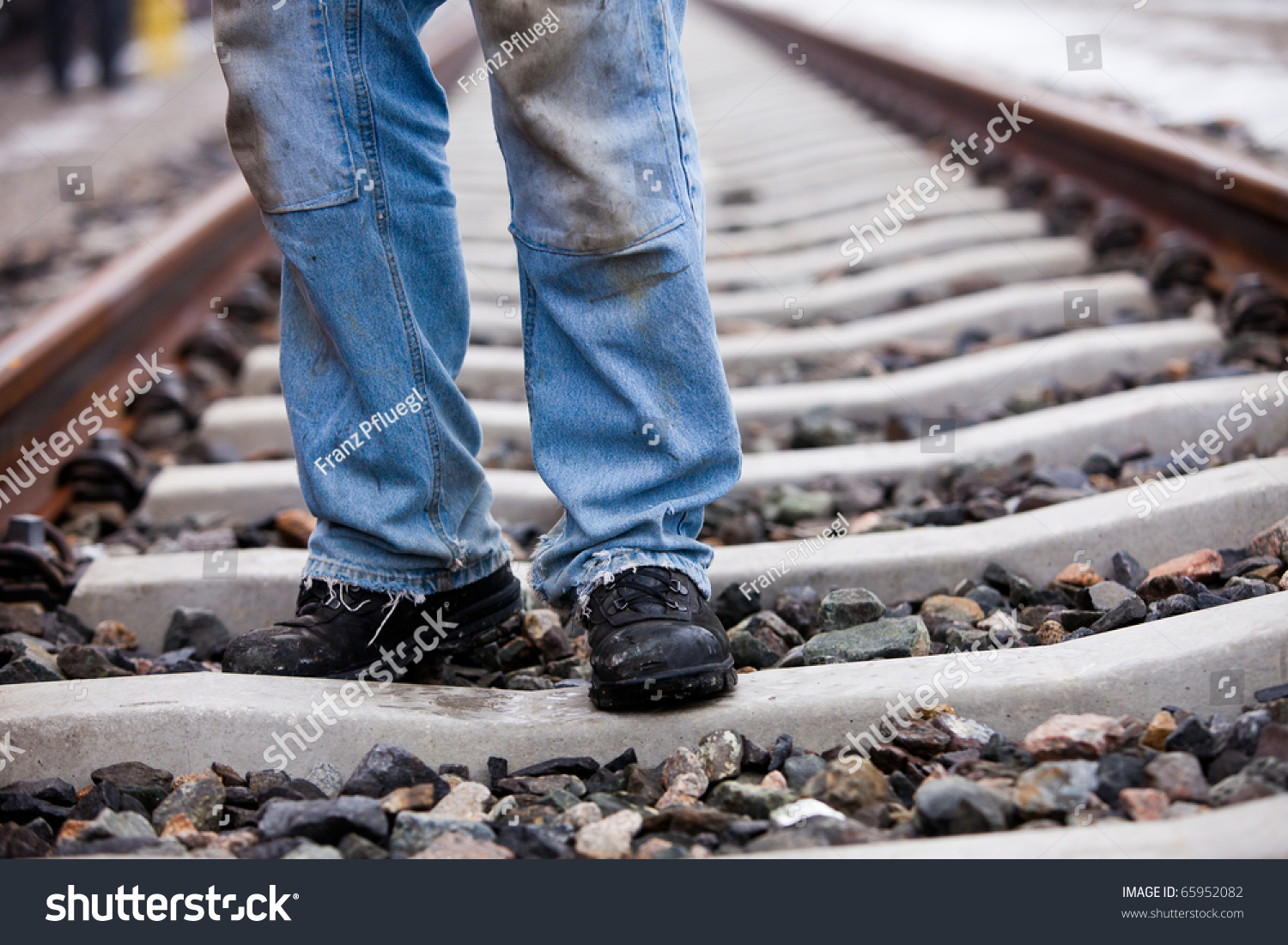 Railroad Worker Safety Shoes Walking On Stock Photo 65952082 | Shutterstock