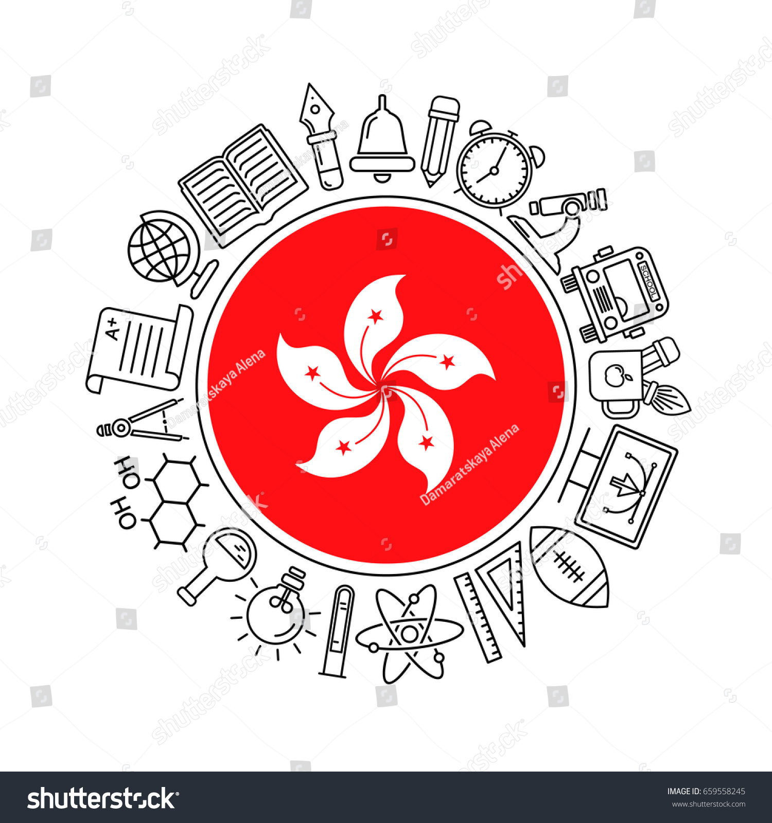 Vector Hong Kong School Background Black Stock Vector Royalty Free