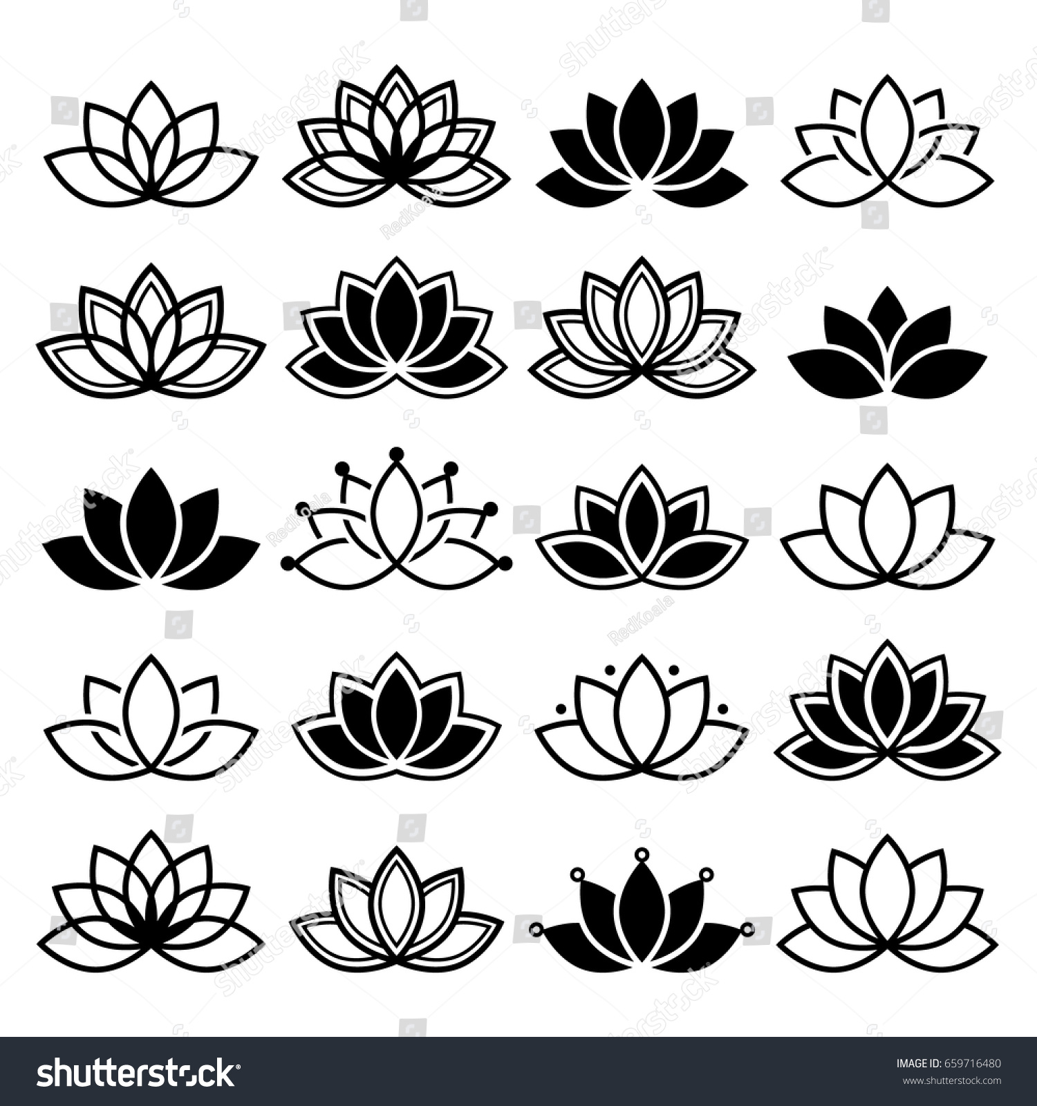 Lotus Flower Design Set Yoga Vector Stock Vector (Royalty Free ...