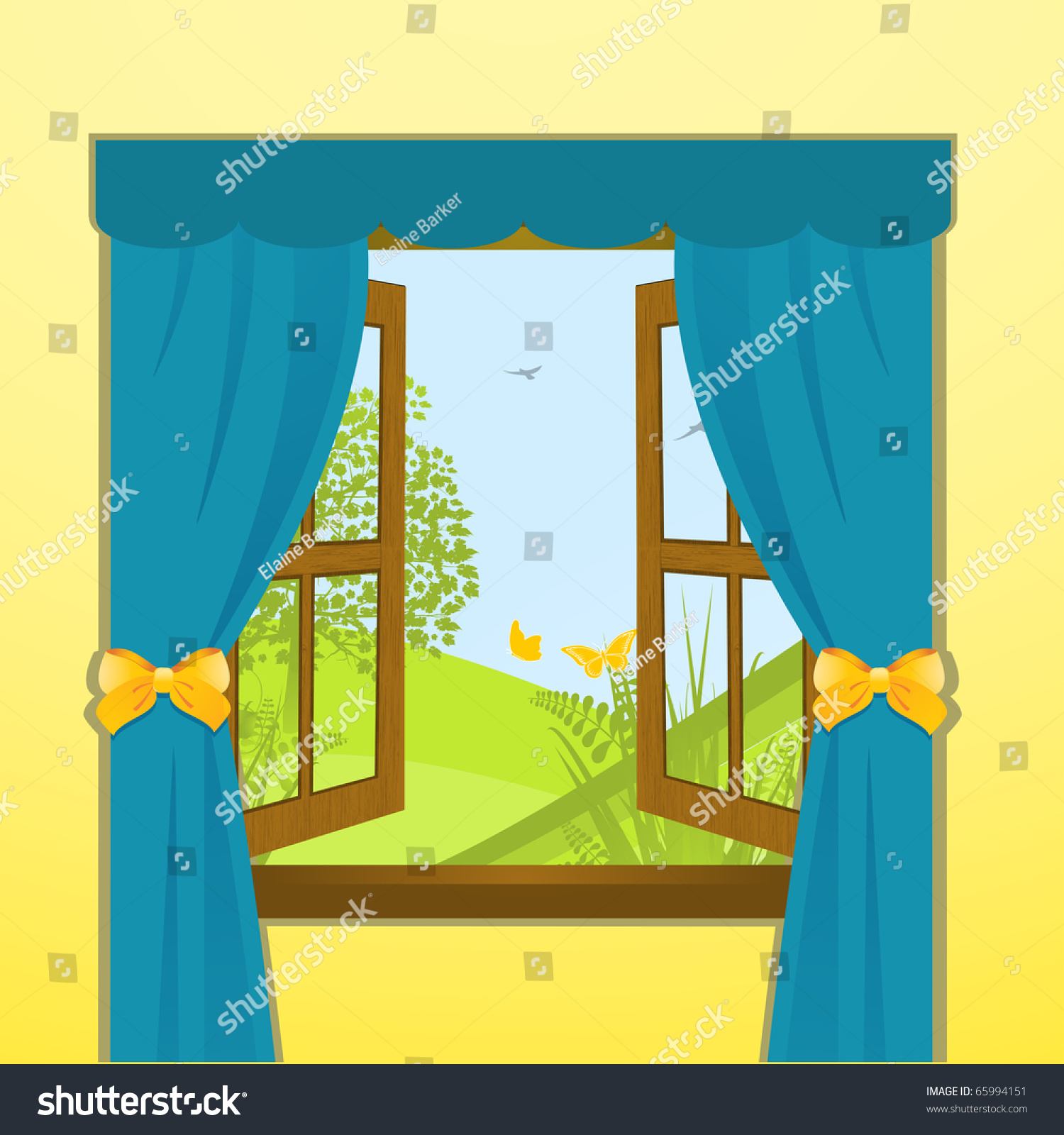 Окно со шторами для детей