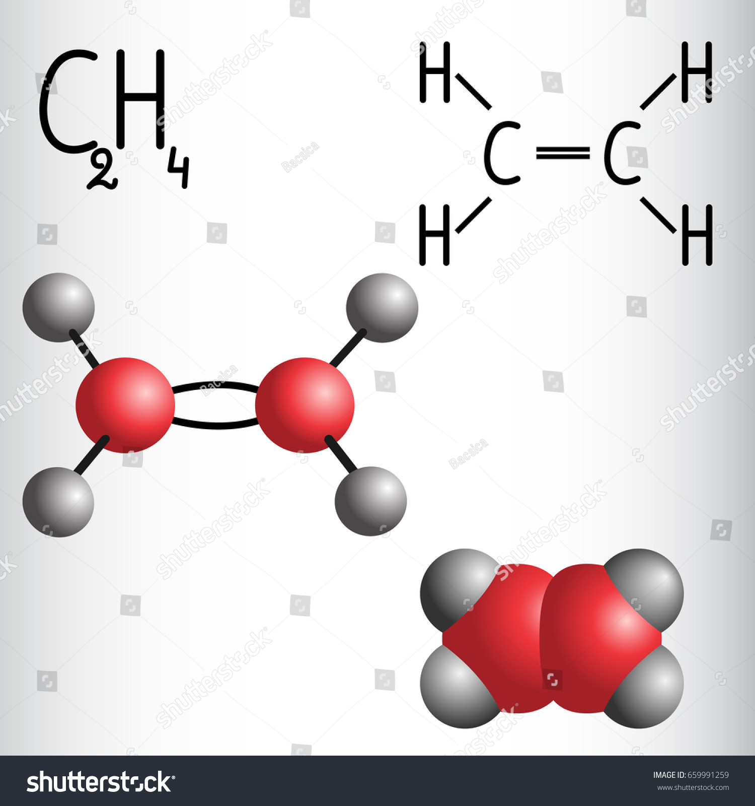 Chemical Formula Molecule Model Ethylene C2h4 Stock Vector (Royalty ...