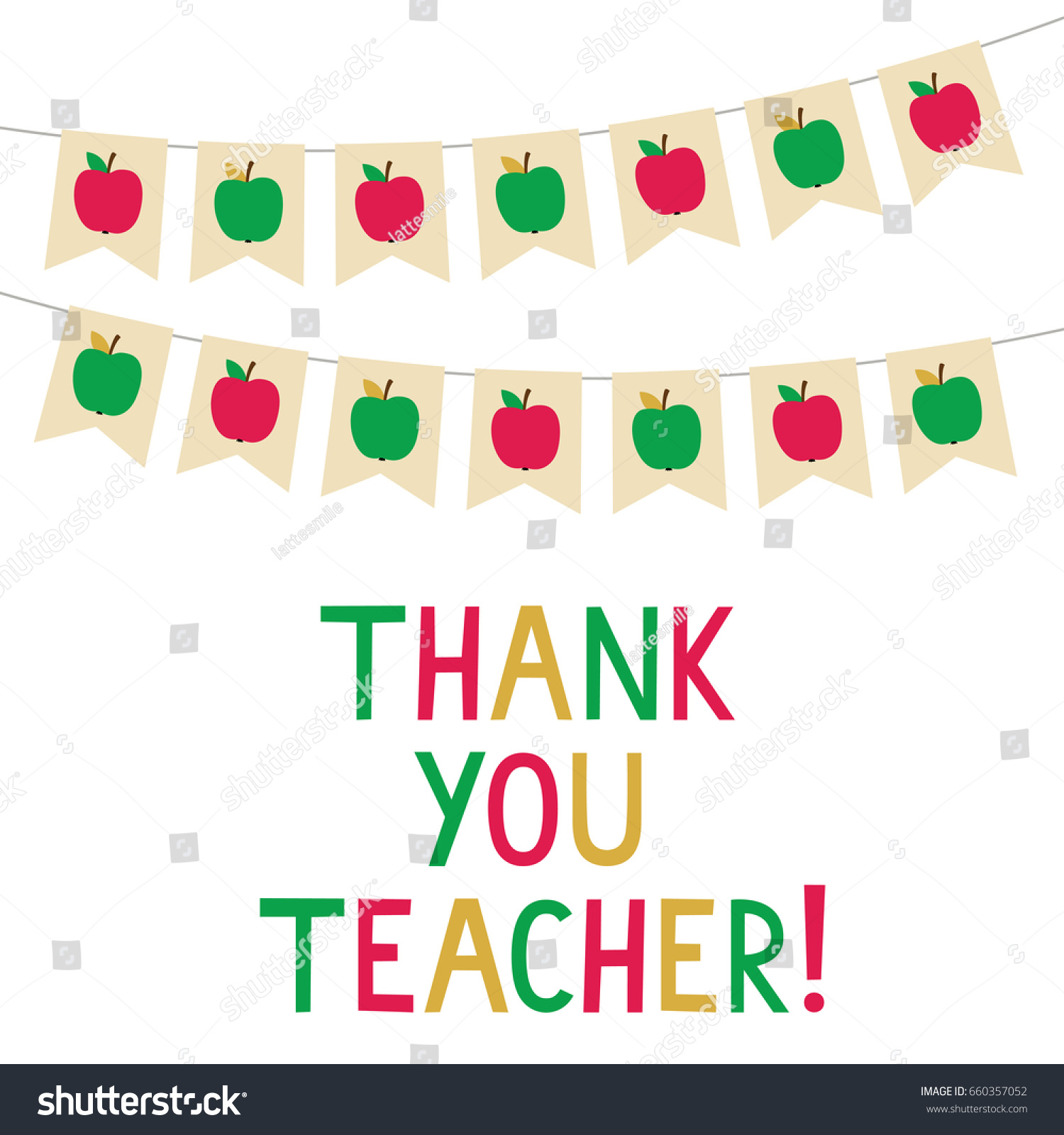 Thank You Teacher Vector Card Bunting Stock Vector (Royalty Free ...