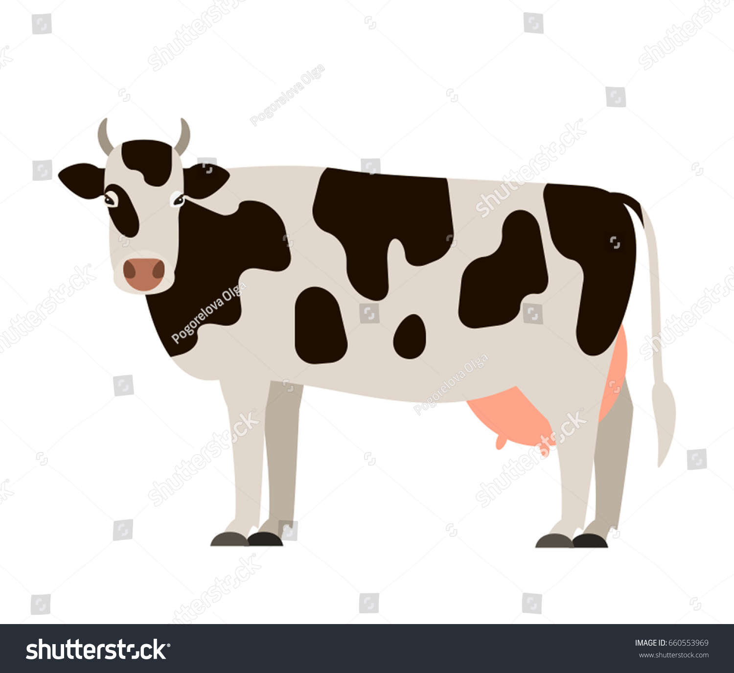 Spotted Black White Milk Cow Vector Stock Vector (Royalty Free ...