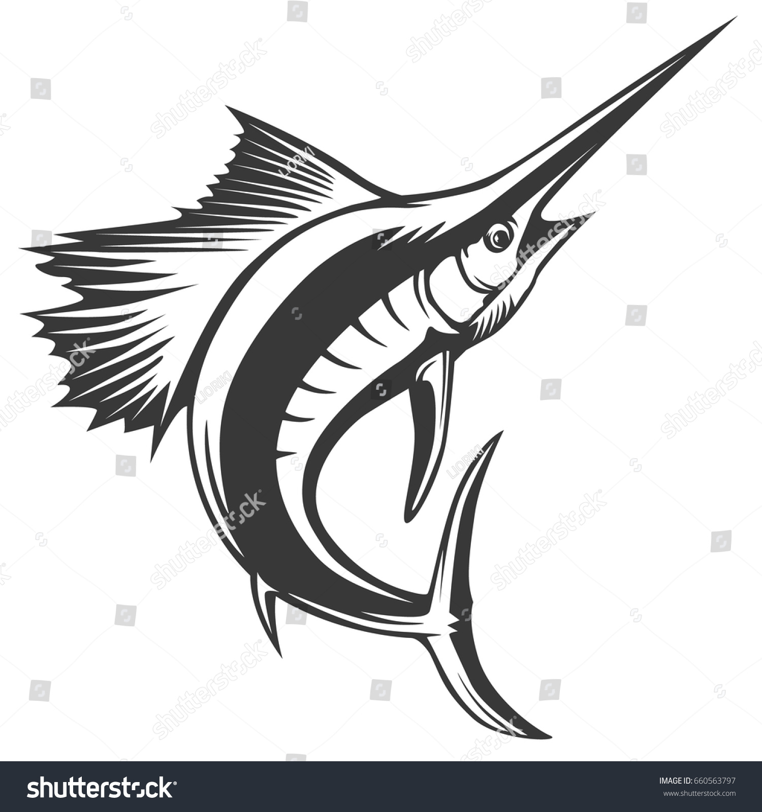 Marlin Fish Logosword Fishing Emblem Sport Stock Vector (Royalty Free ...