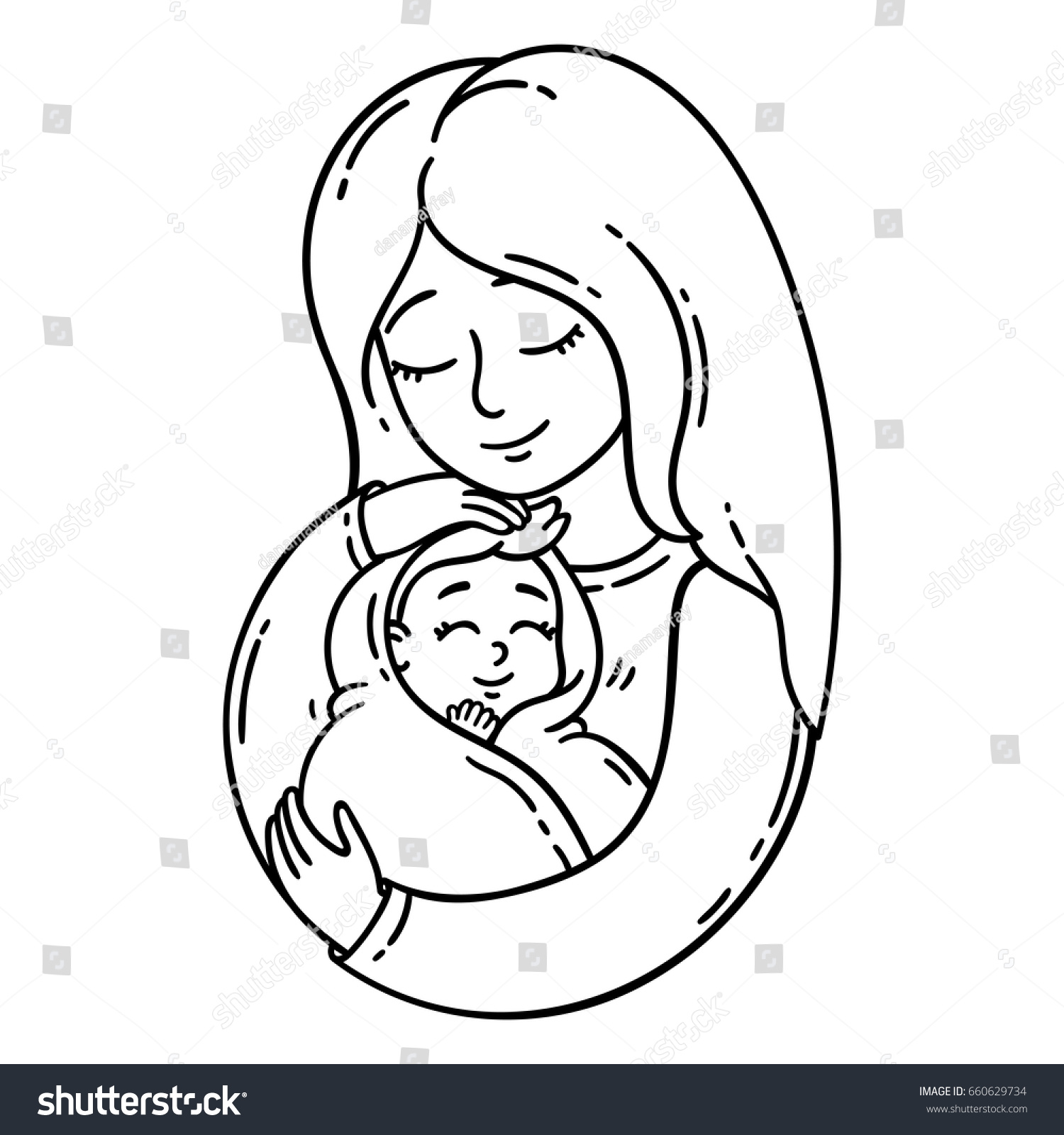 Mother Holding Baby Isolated Objects On Stock Vector (Royalty Free ...