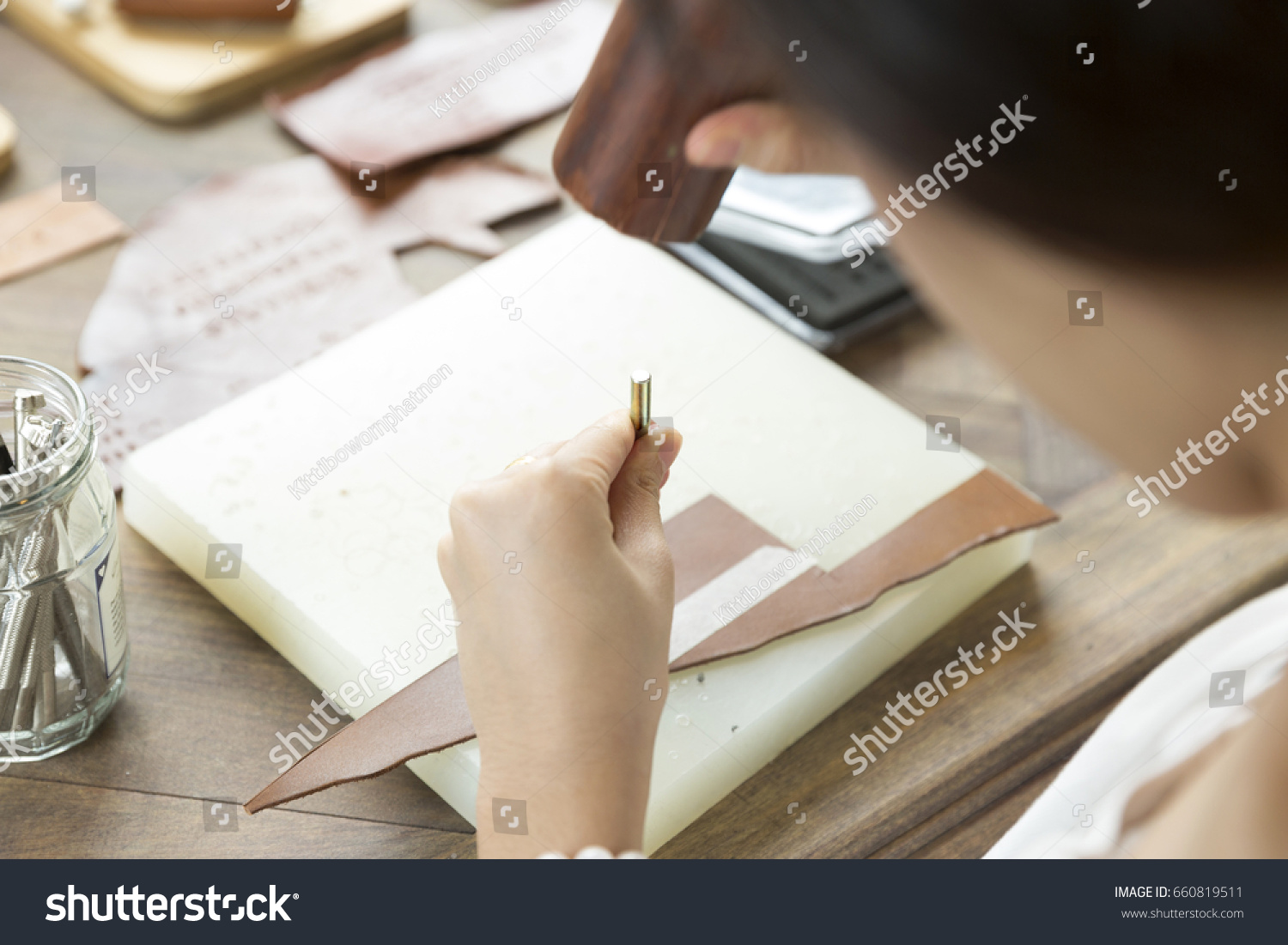 Hands Doing Leather Craft Work Stock Photo 660819511 | Shutterstock