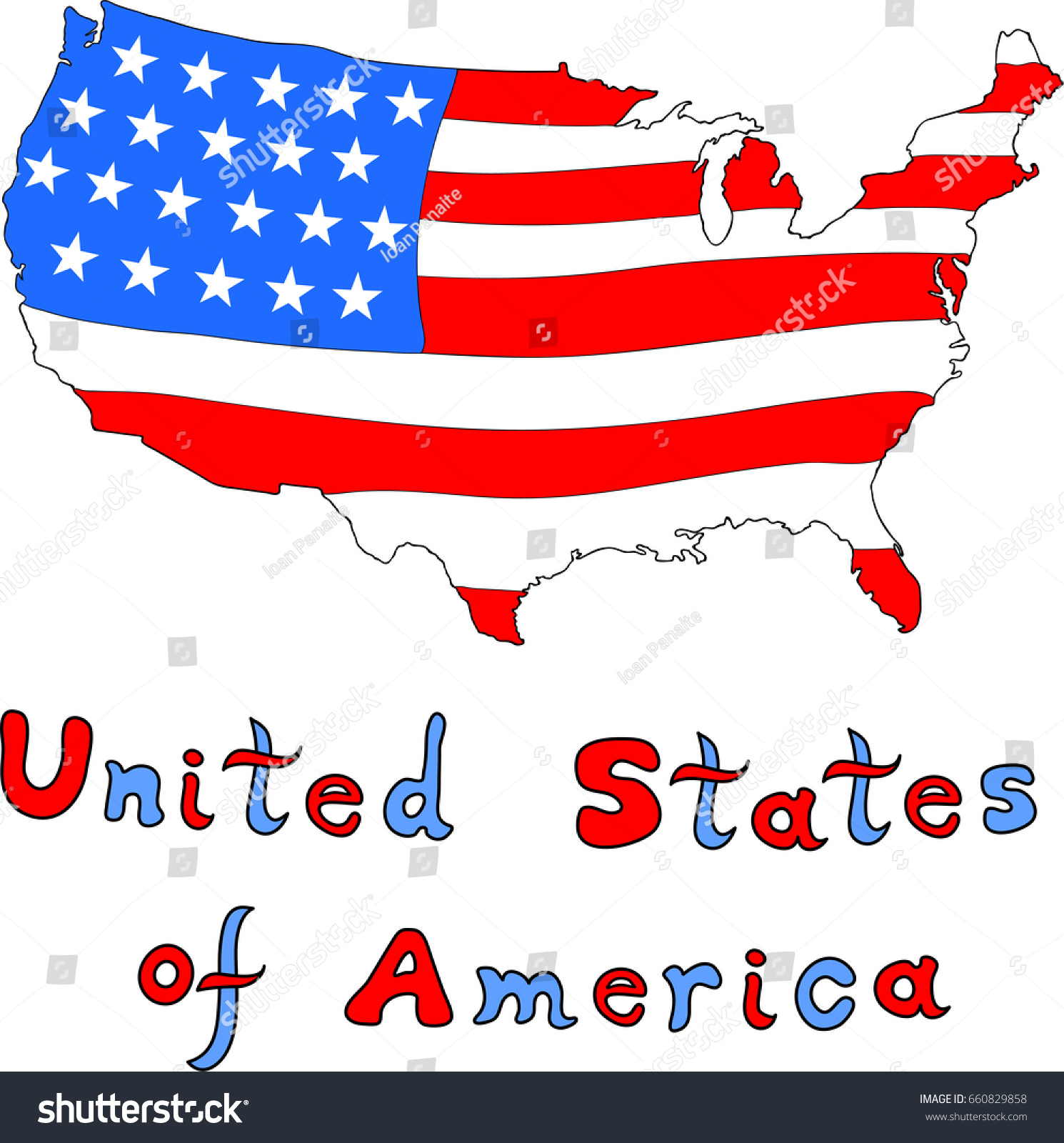 United States America Sketch Map Isolated Stock Vector (Royalty Free ...