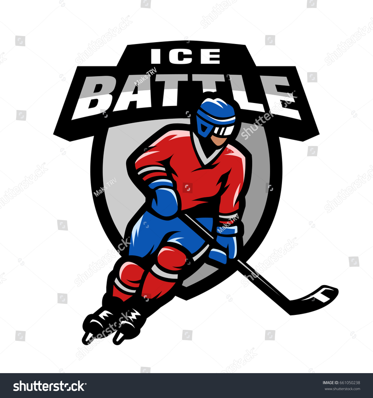 Hockey Player Logo Emblem Stock Vector (Royalty Free) 661050238 ...