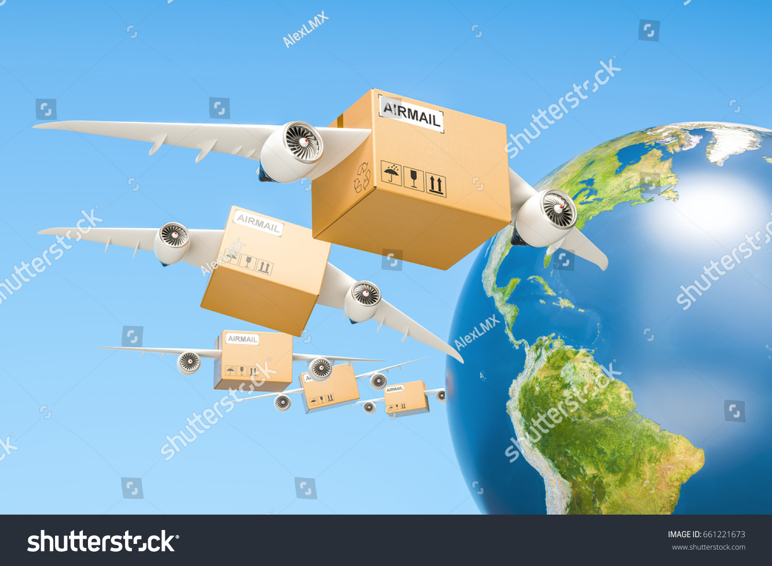 Global Air Mail Delivery Concept Parcels Stock Illustration 661221673 