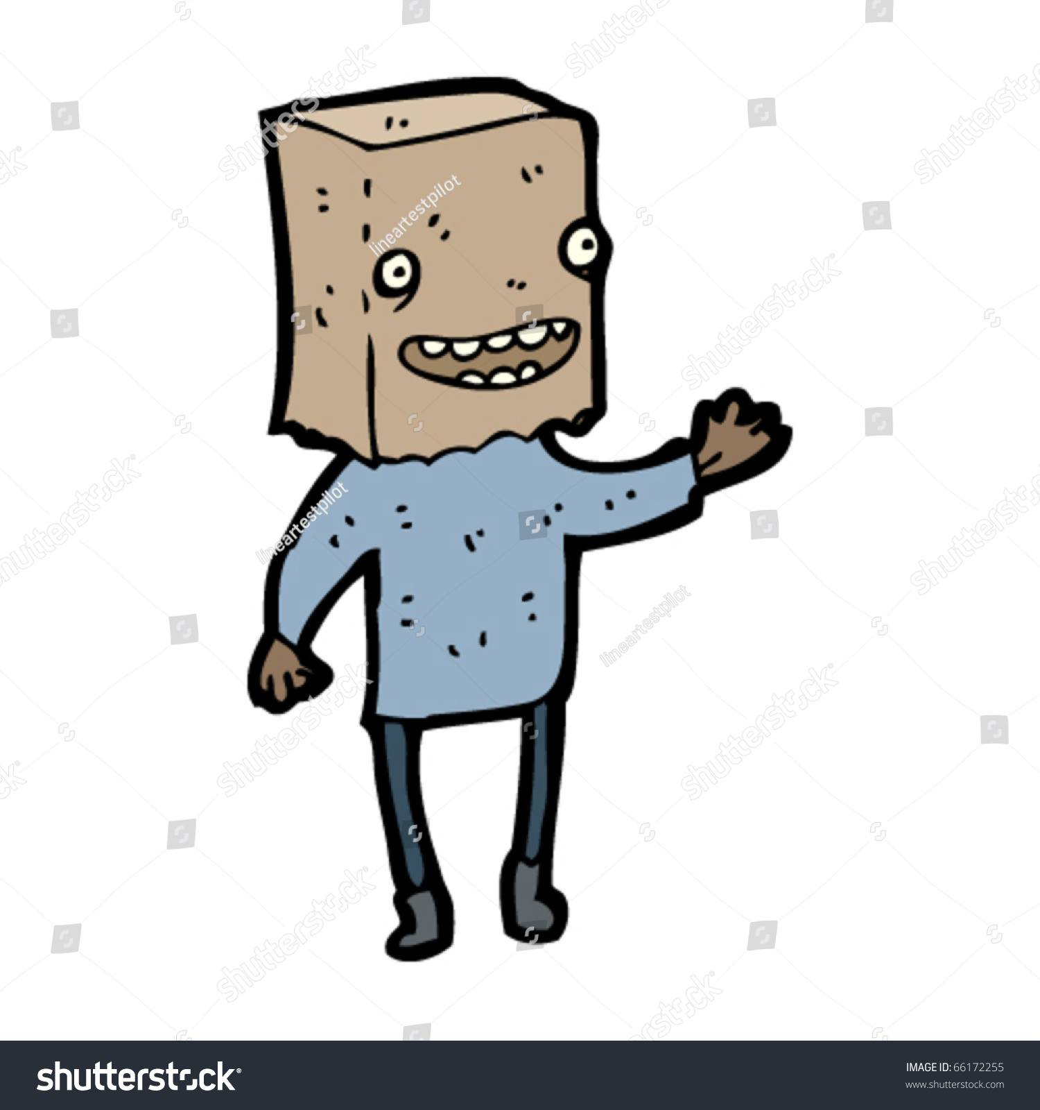 Paper bag head cartoon