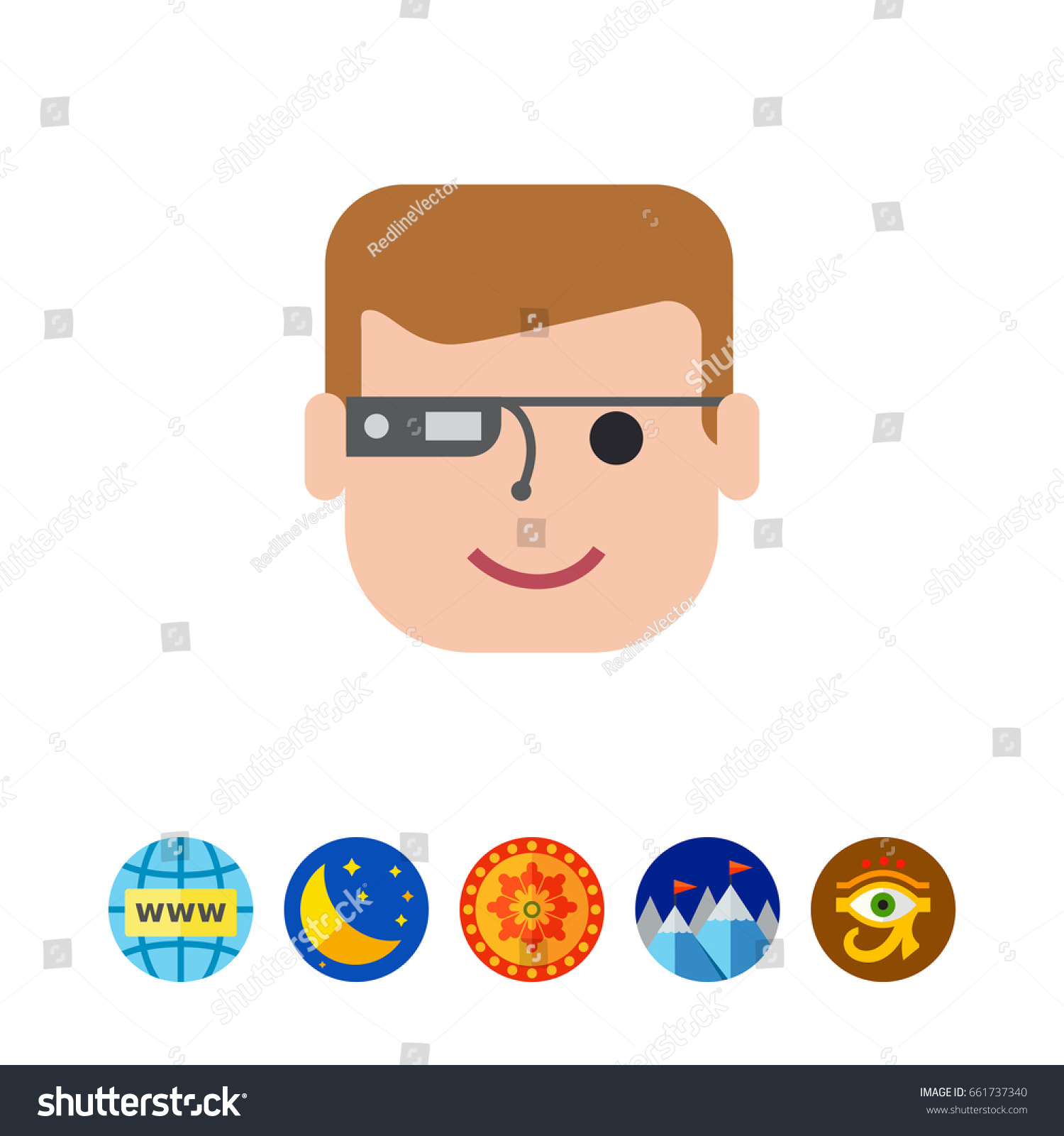 Man Wearing Smart Glasses เวกเตอร์สต็อก ปลอดค่าลิขสิทธิ์ 661737340 Shutterstock 4234