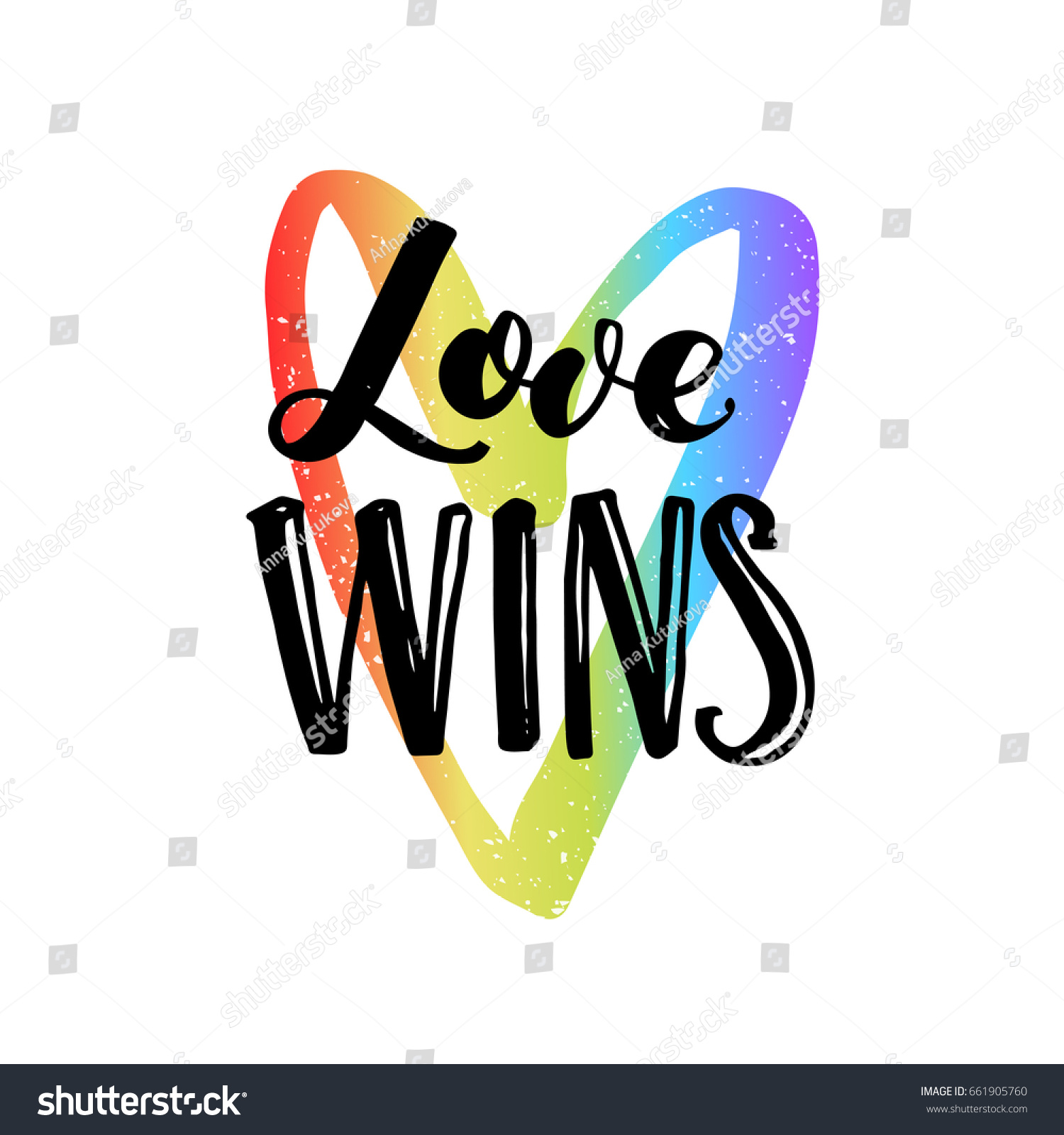 Love Wins Inspirational Quote On Rainbow Stock Vector (royalty Free 