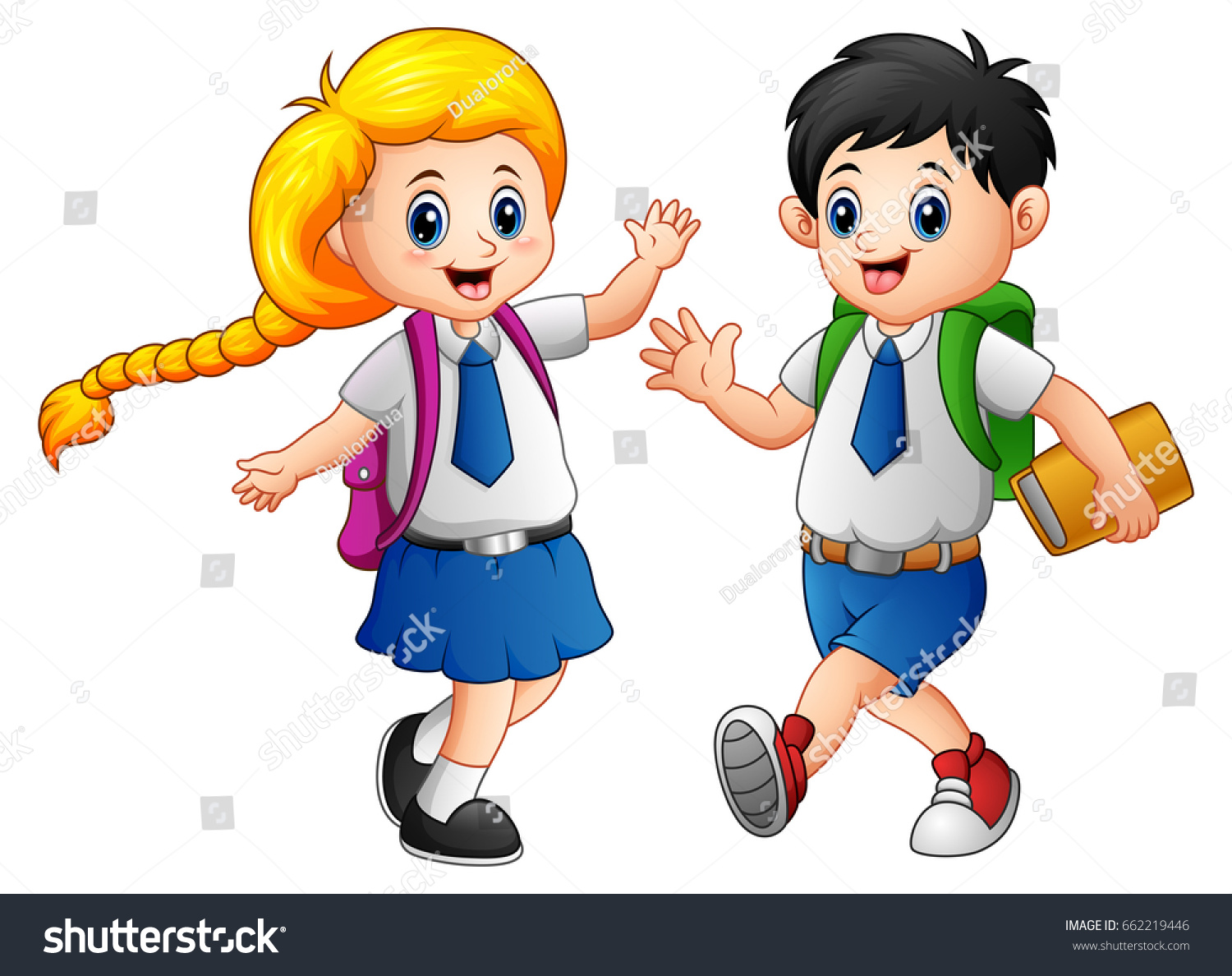 Happy School Kids Go School Stock Illustration 662219446 | Shutterstock