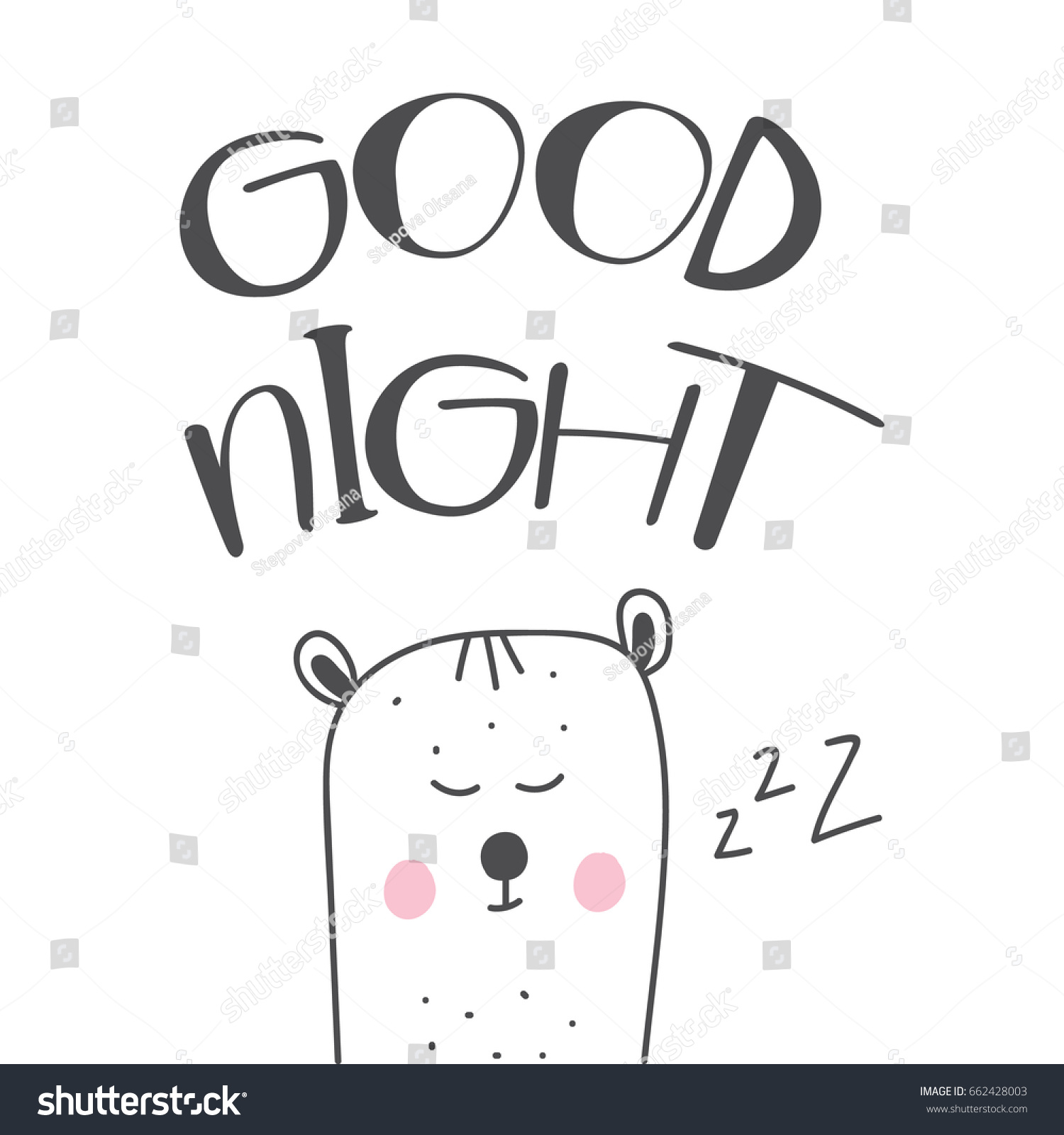 Good Night Hand Drawn Lettering Cartoon Stock Vector (Royalty Free ...