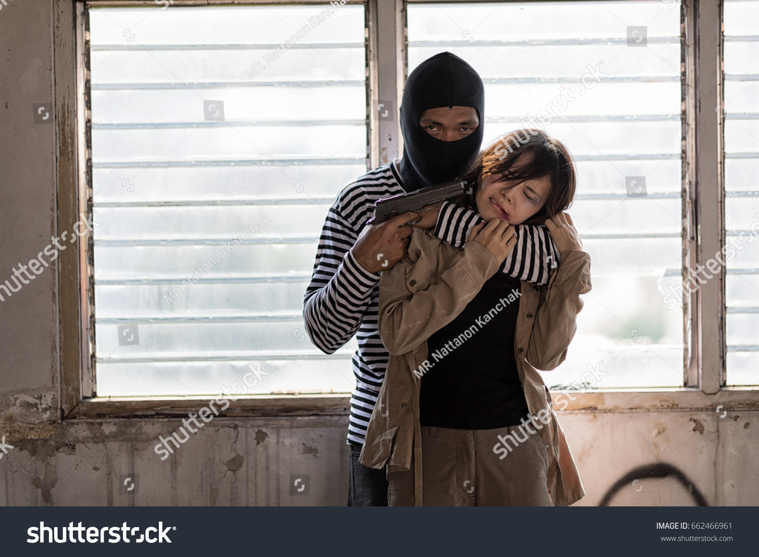 Terrorist Hostage Threatened Women Guns Stock Photo 662466961 ...