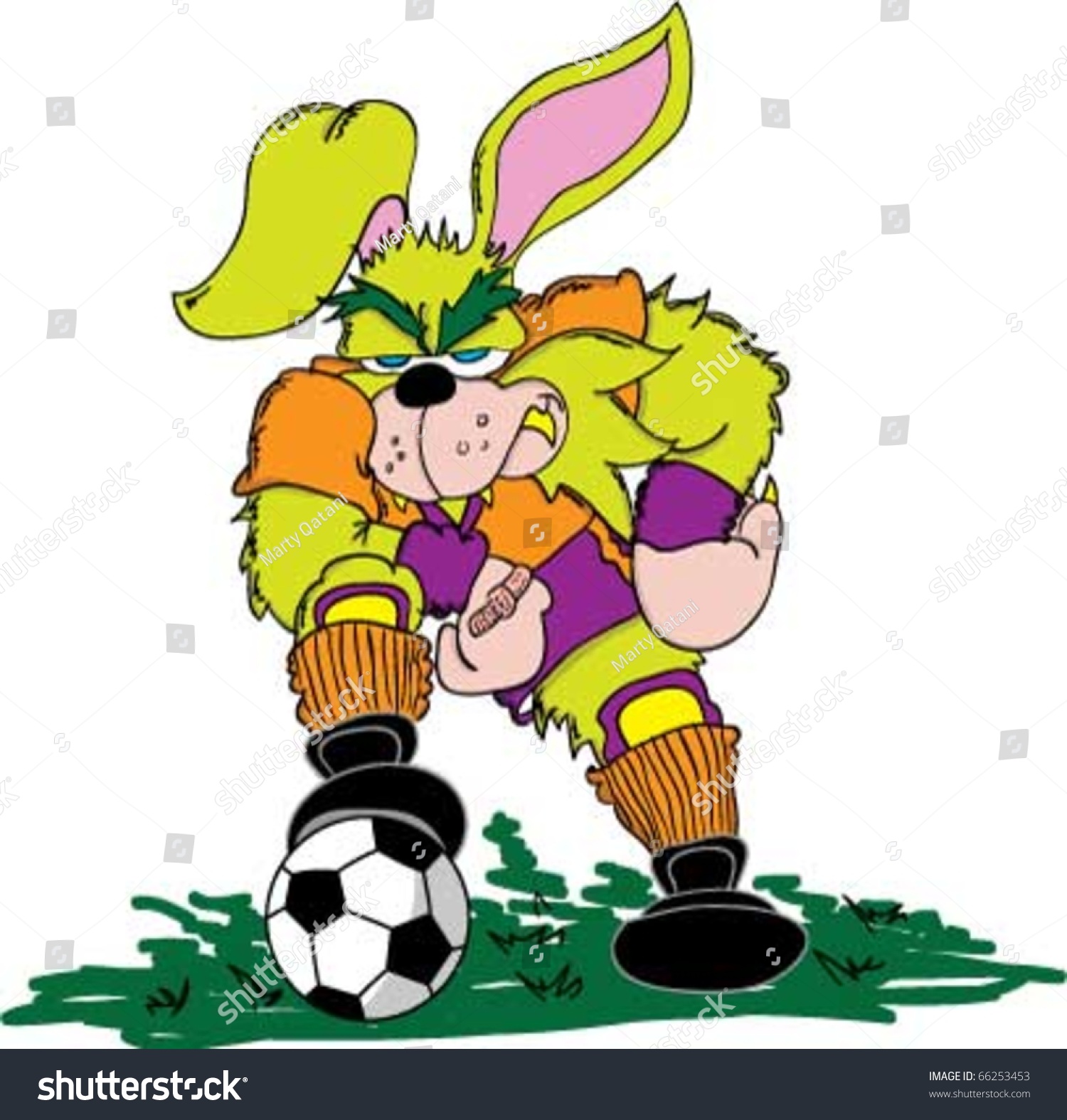 Cartoon Character Ferocious Soccer Rabbit Stock Vector (Royalty Free ...