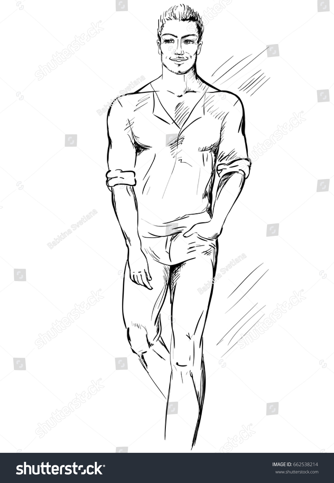 Vector Illustration Handsome Tall Man Sportive Stock Vector (Royalty ...