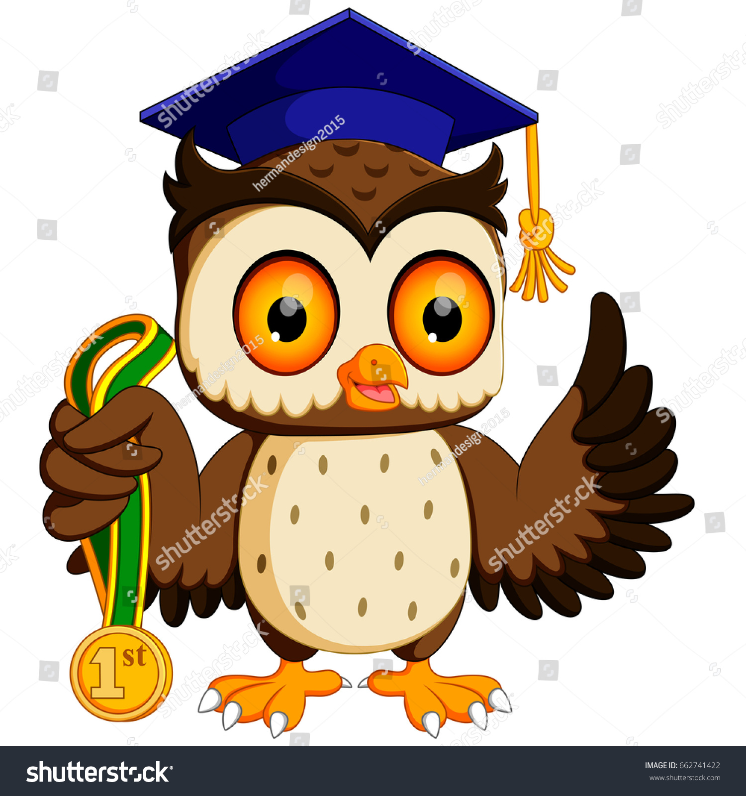 Vector Illustration Owl Graduates Stock Vector (Royalty Free) 662741422 ...