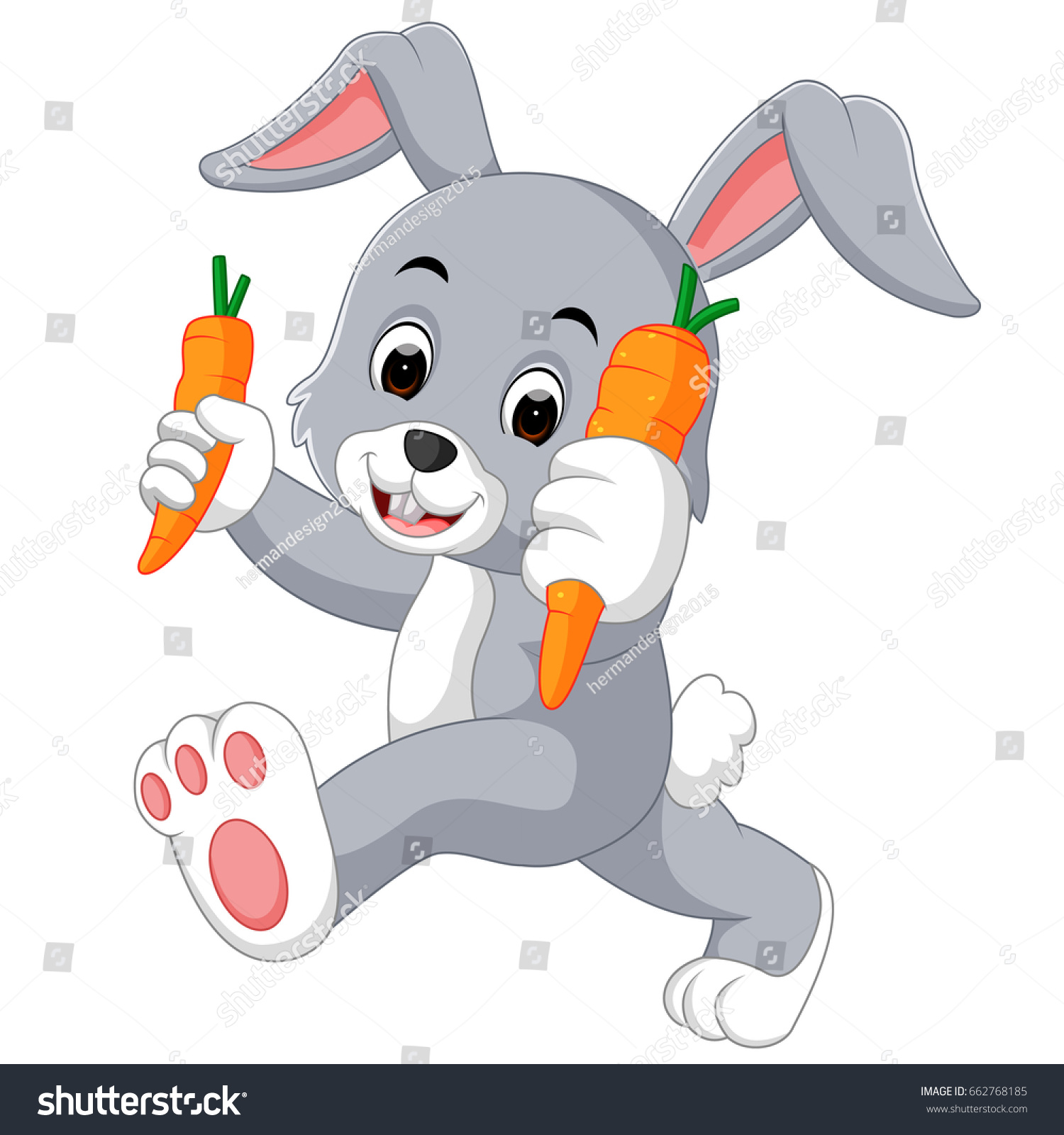 Cartoon Happy Rabbit Holding Carrot Stock Illustration Shutterstock