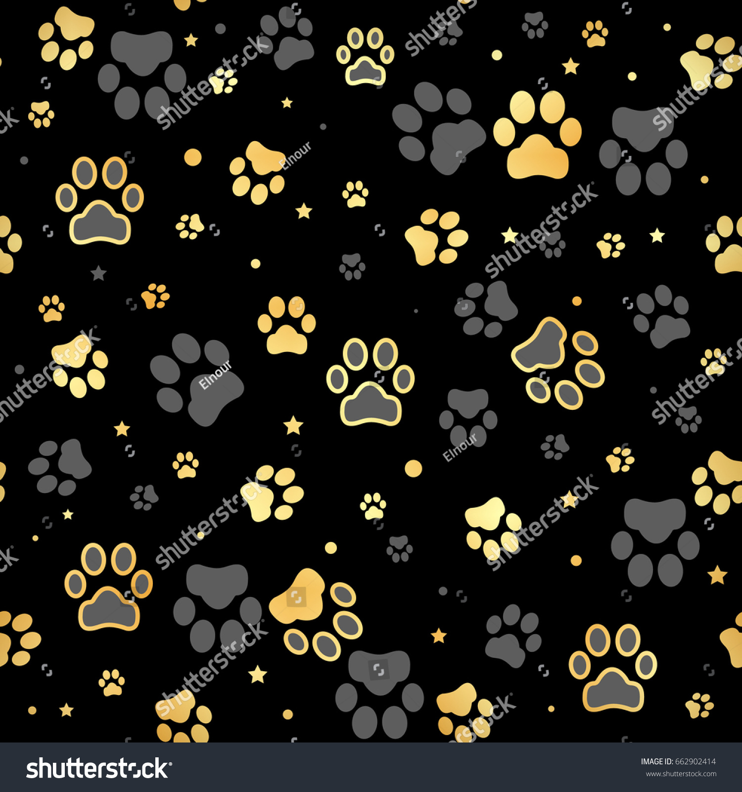 Gold Dog Paw Print Star Seamless Stock Vector (Royalty Free) 662902414 ...