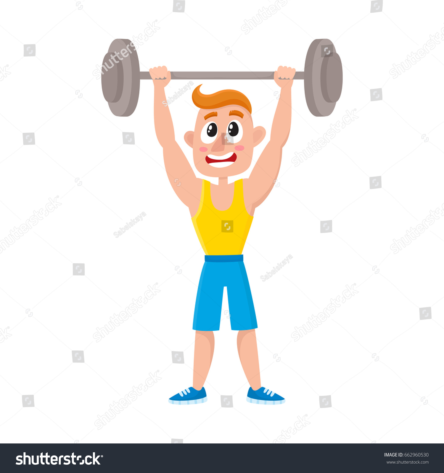 Young Man Doing Shoulder Press Barbell Stock Vector (Royalty Free ...