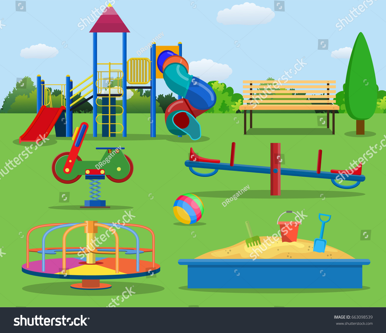 Kids Playground Cartoon Concept Background Childrens Stock Illustration ...