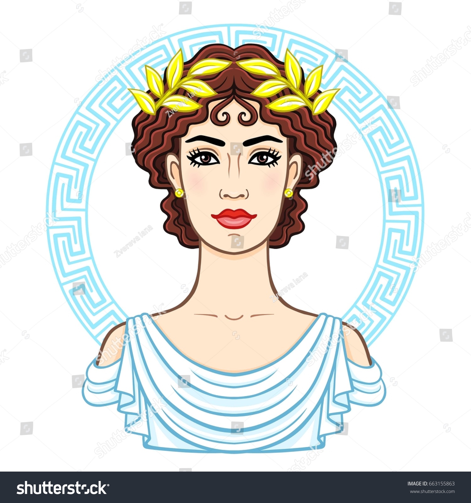 Animation Portrait Young Beautiful Greek Woman Stock Vector (Royalty ...