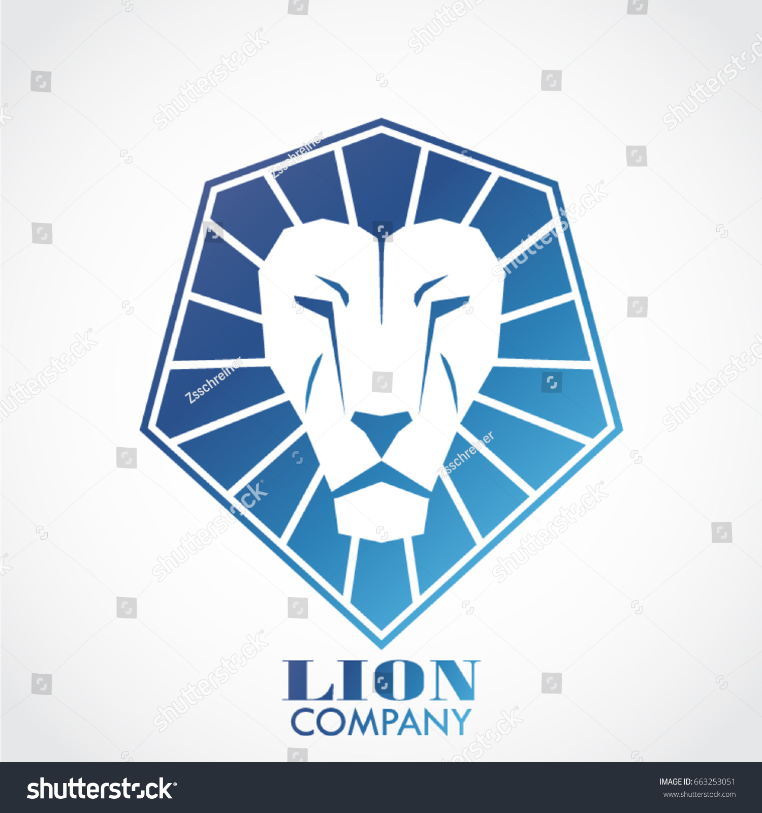 Geometric Shape Blue Lion Head Logo Stock Vector (Royalty Free ...