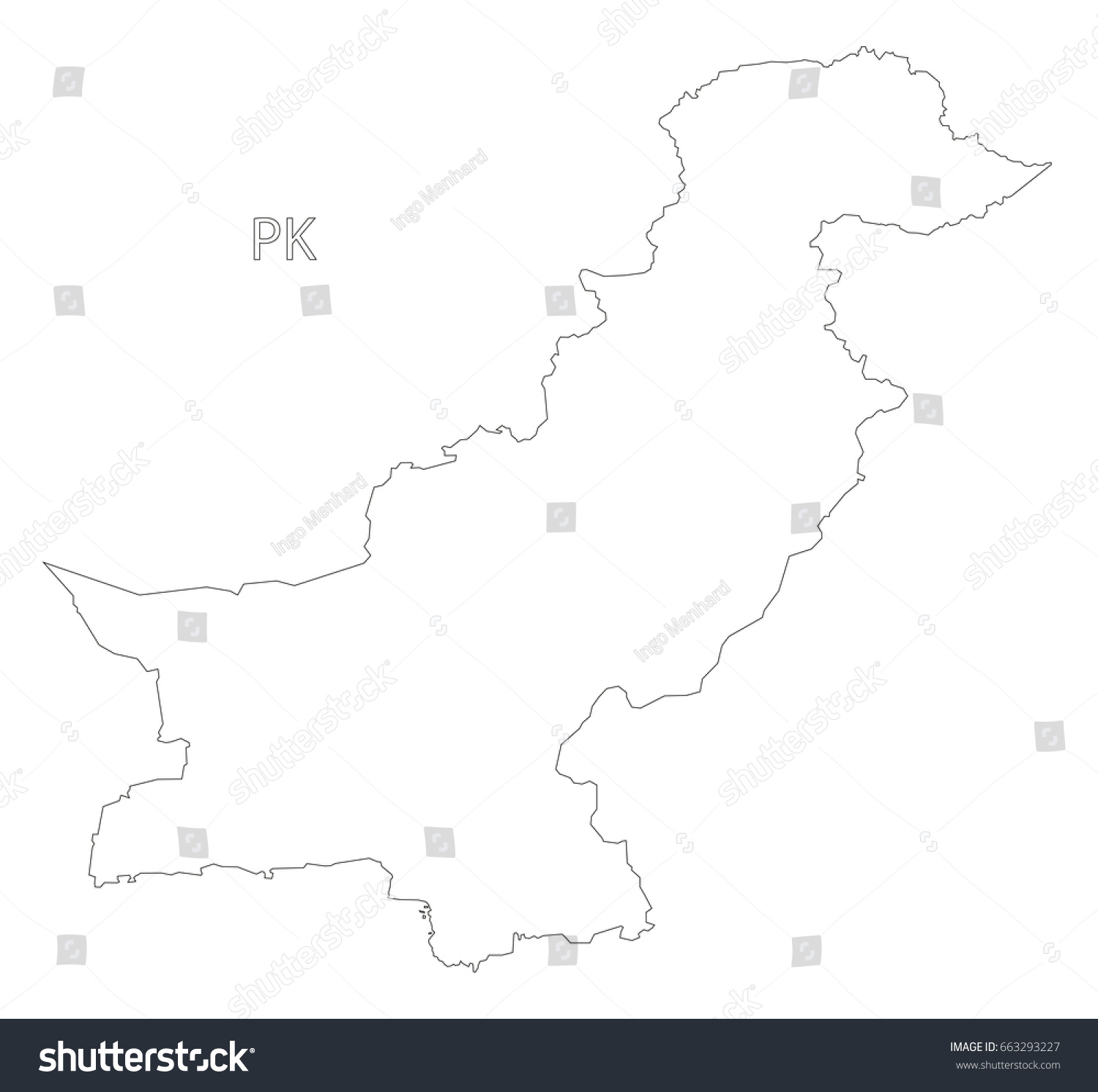 Pakistan Outline Silhouette Map Illustration Black Stock Vector ...