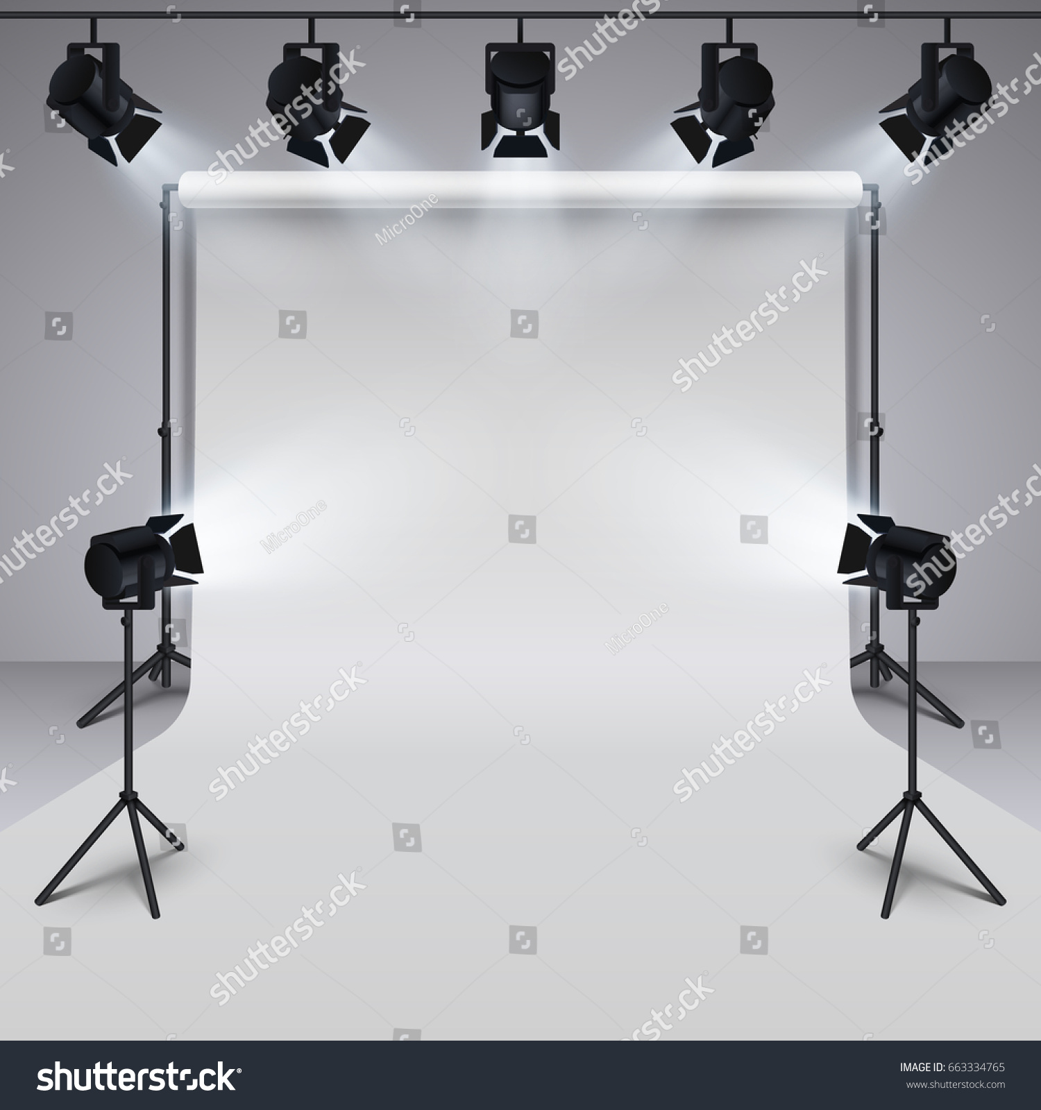 Lighting Equipment Professional Photography Studio White Stock Vector ...