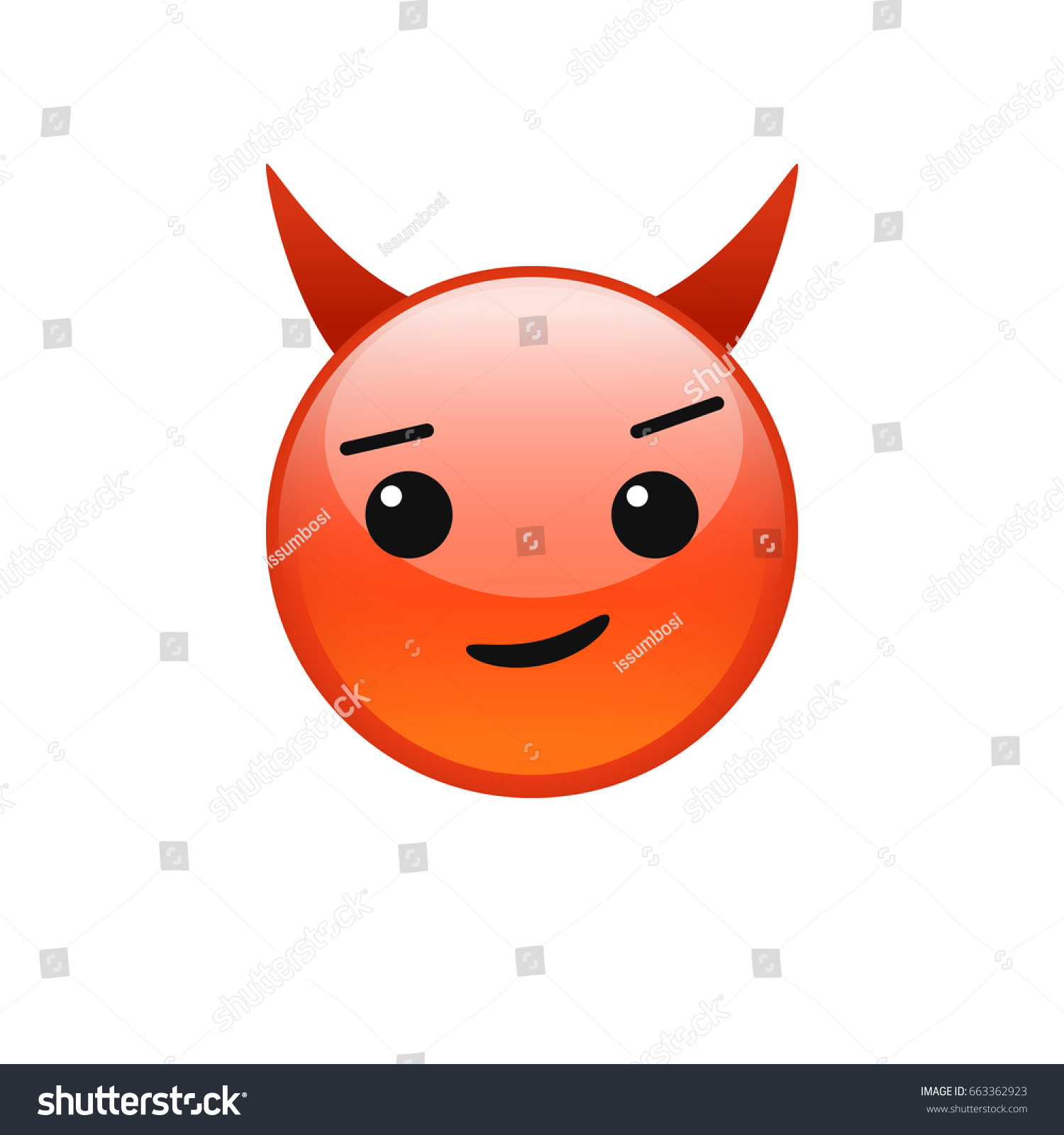 Red Smiling Devil Vector Emoticon Smirking Stock Vector (Royalty Free ...