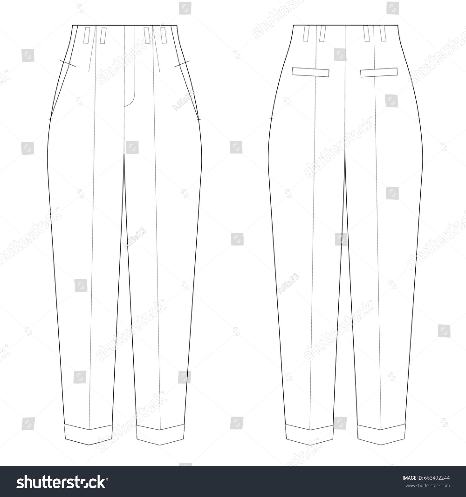 Technical Drawing Trousers Sketch Vector Illustration Stock Vector ...