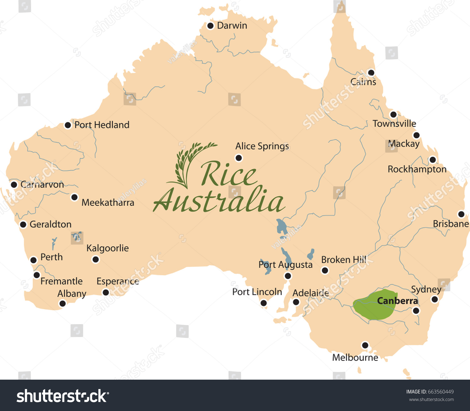 Map Rice Australia Stock Vector (Royalty Free) 663560449 Shutterstock