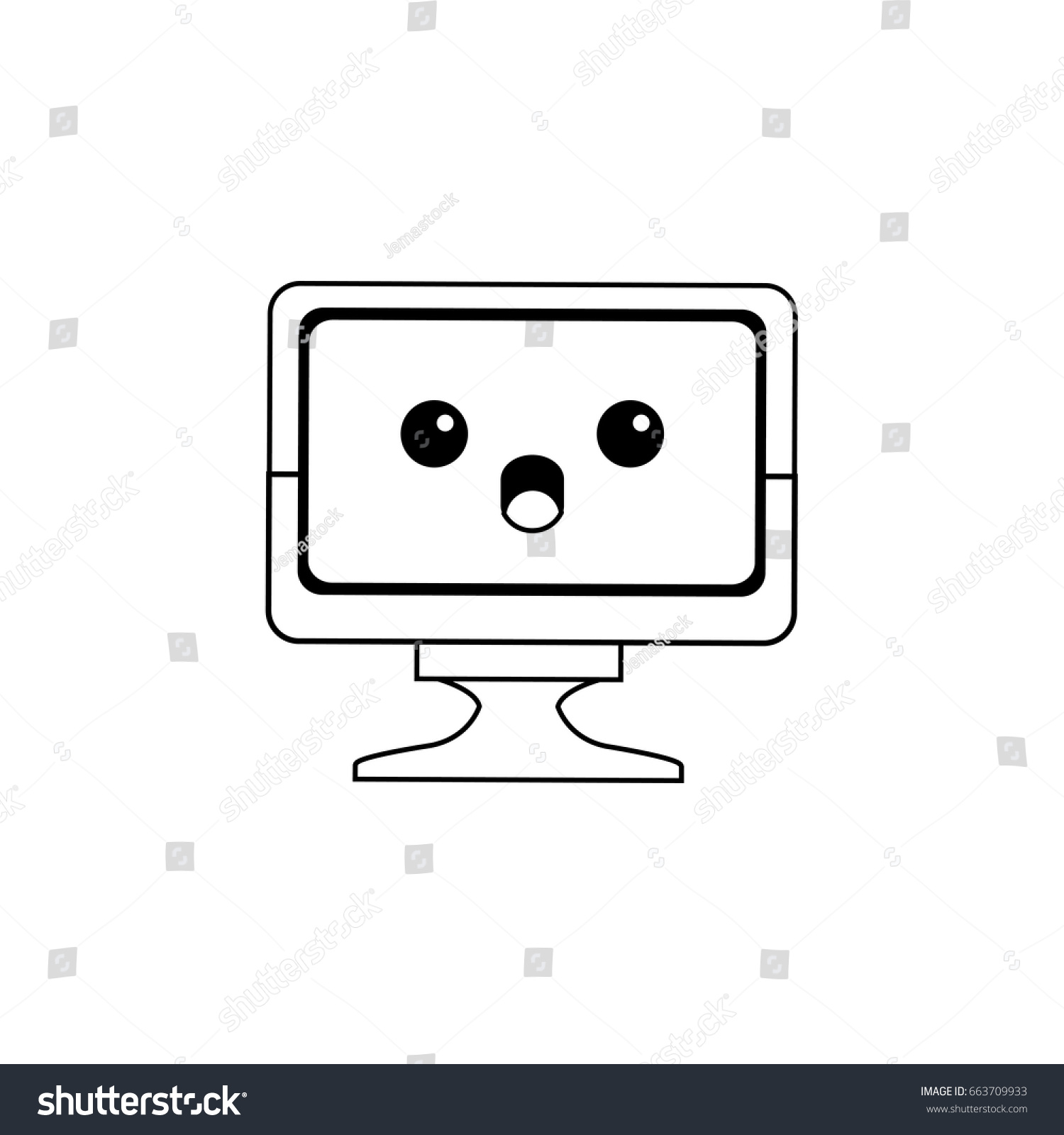 Kawaii Screen Monitor Computer Device Stock Vector (Royalty Free ...